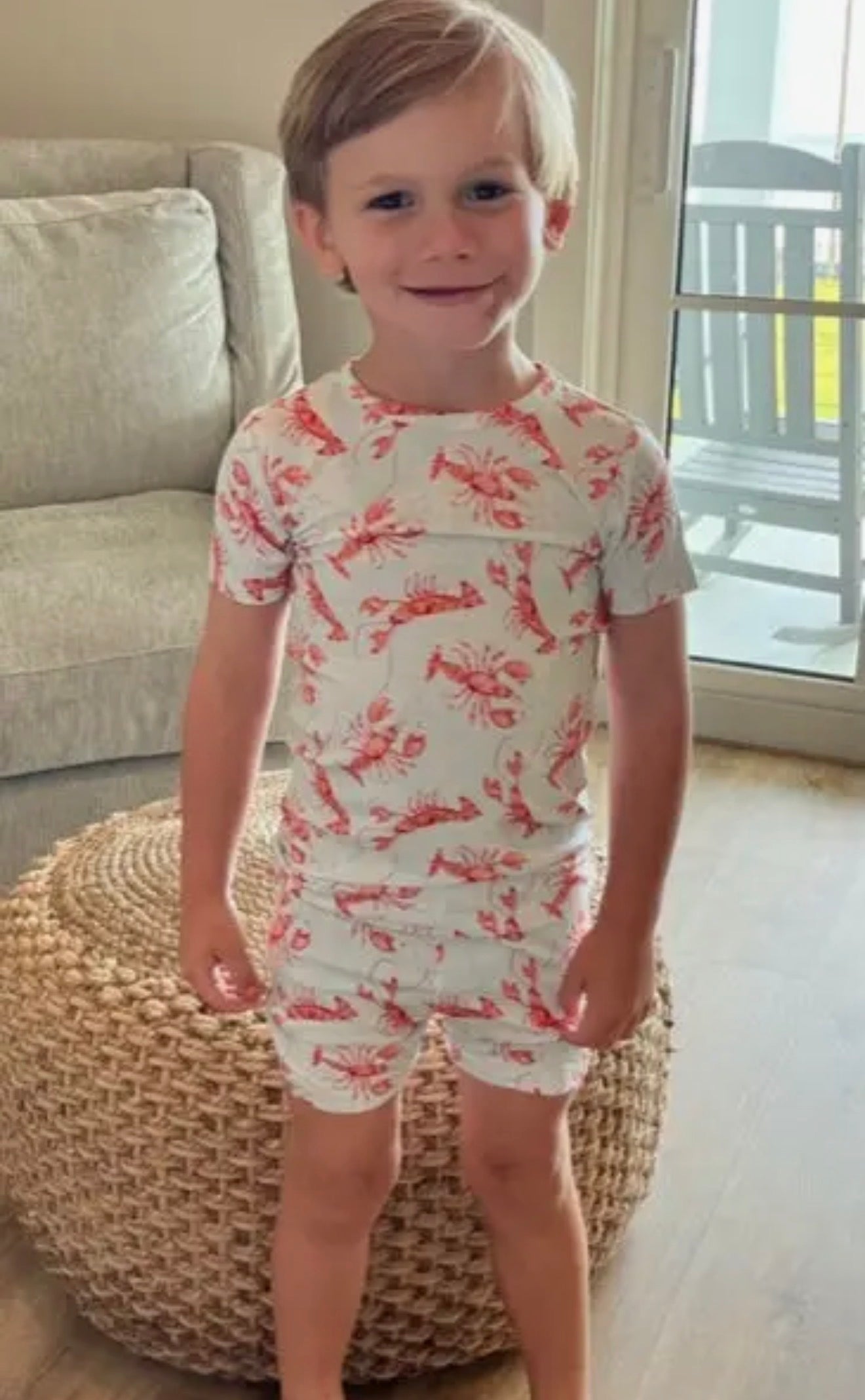 Crawfish Two Piece Pajama Shorts Set
