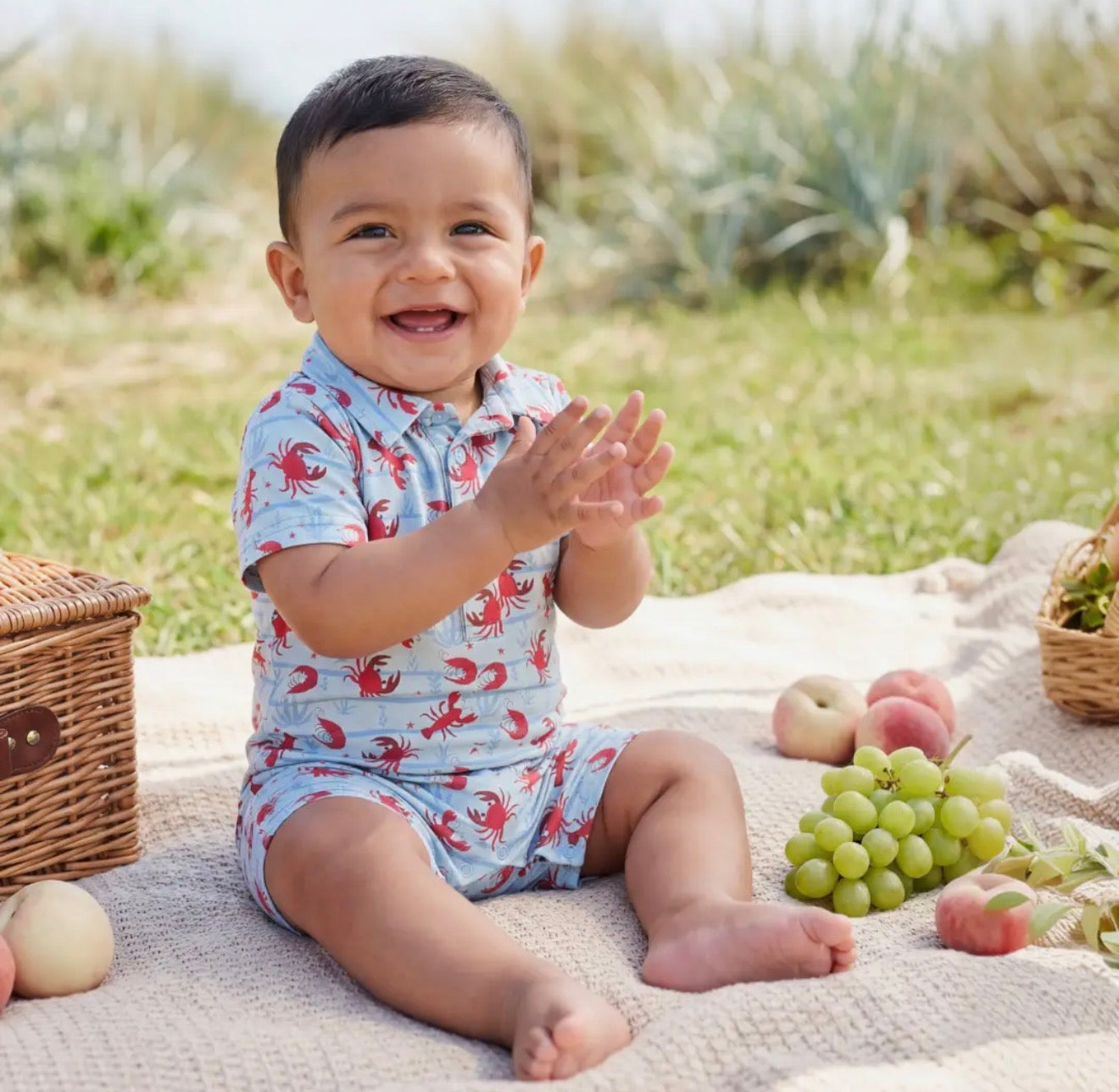 Polo Romper - Feeling Crabby