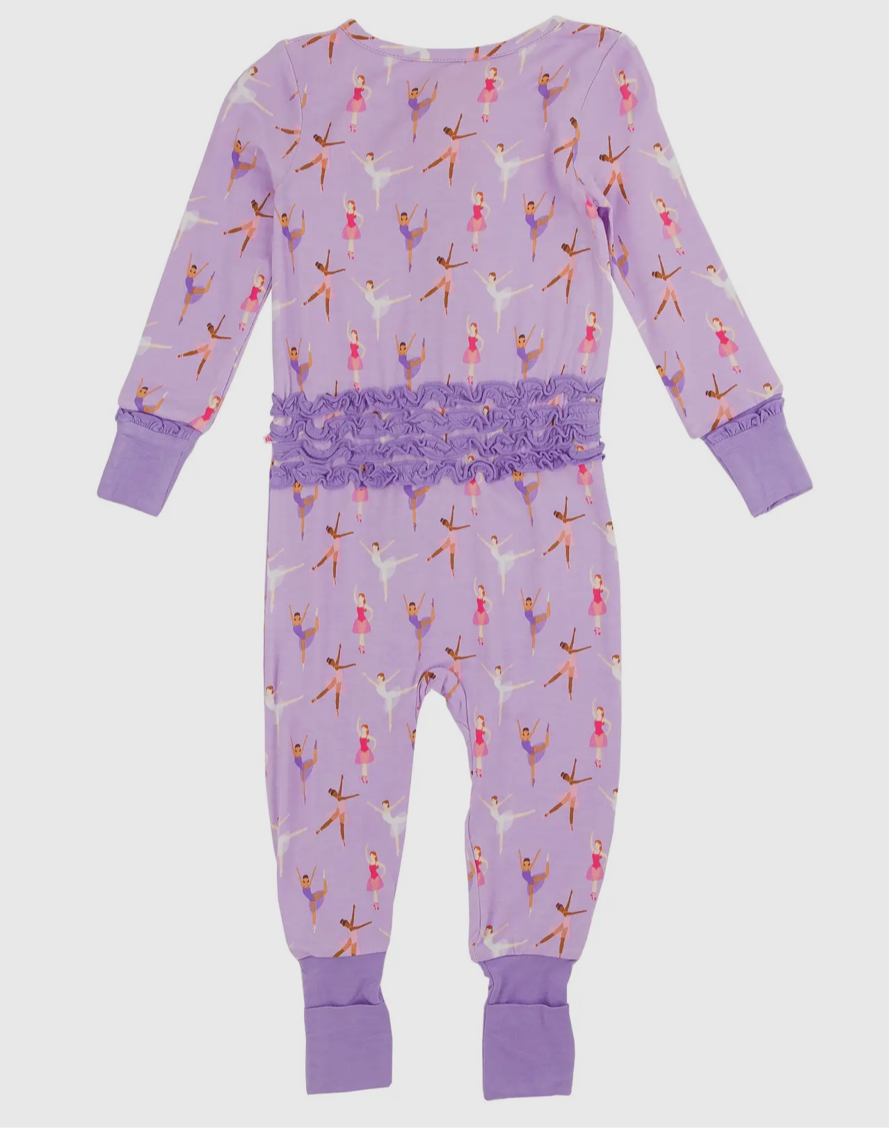 Baby Girl “Ballerinas” Bamboo Viscose Convertible Ruffle One Piece Pajama