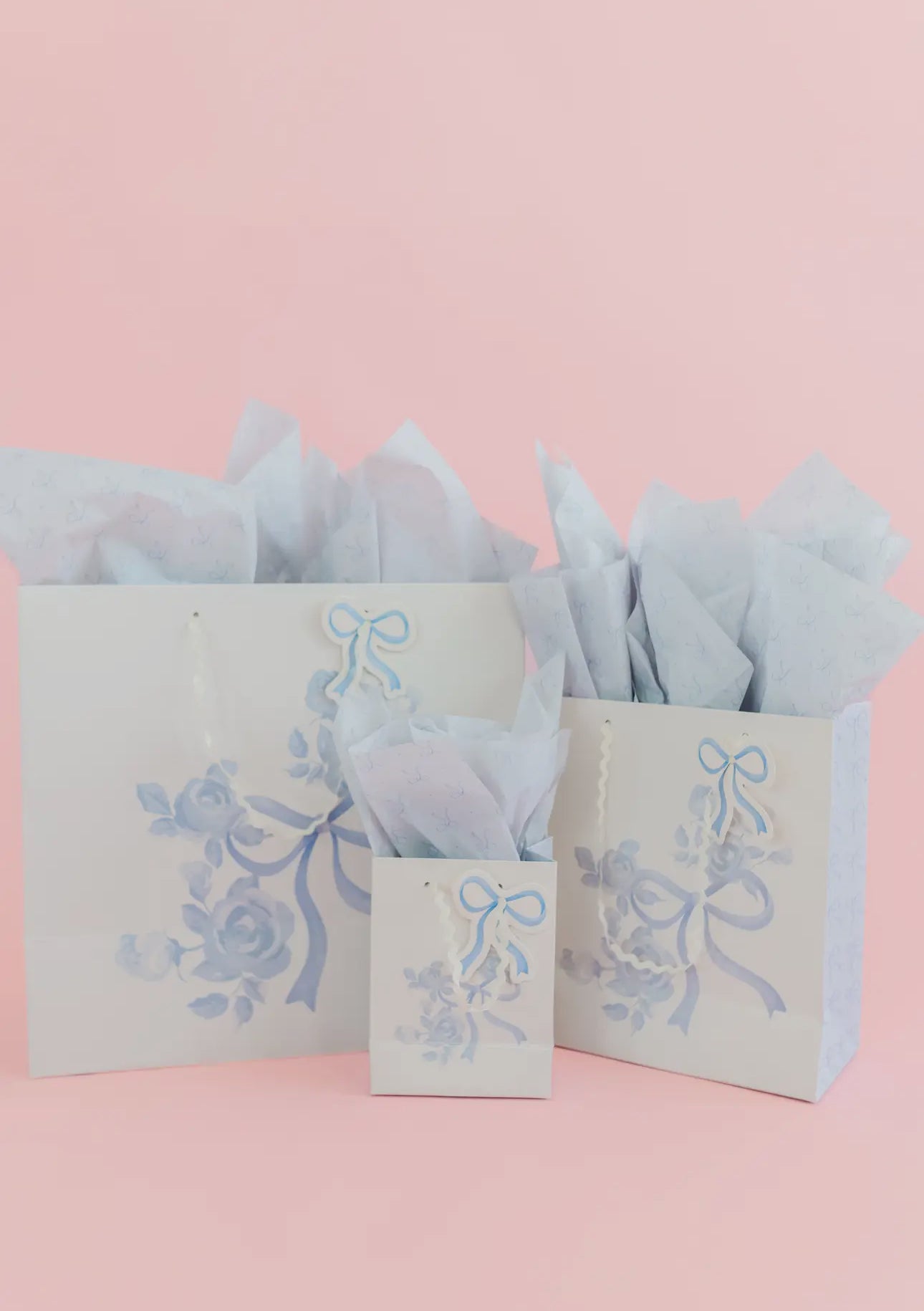 Watercolor Blue Floral Bows Gift Bag