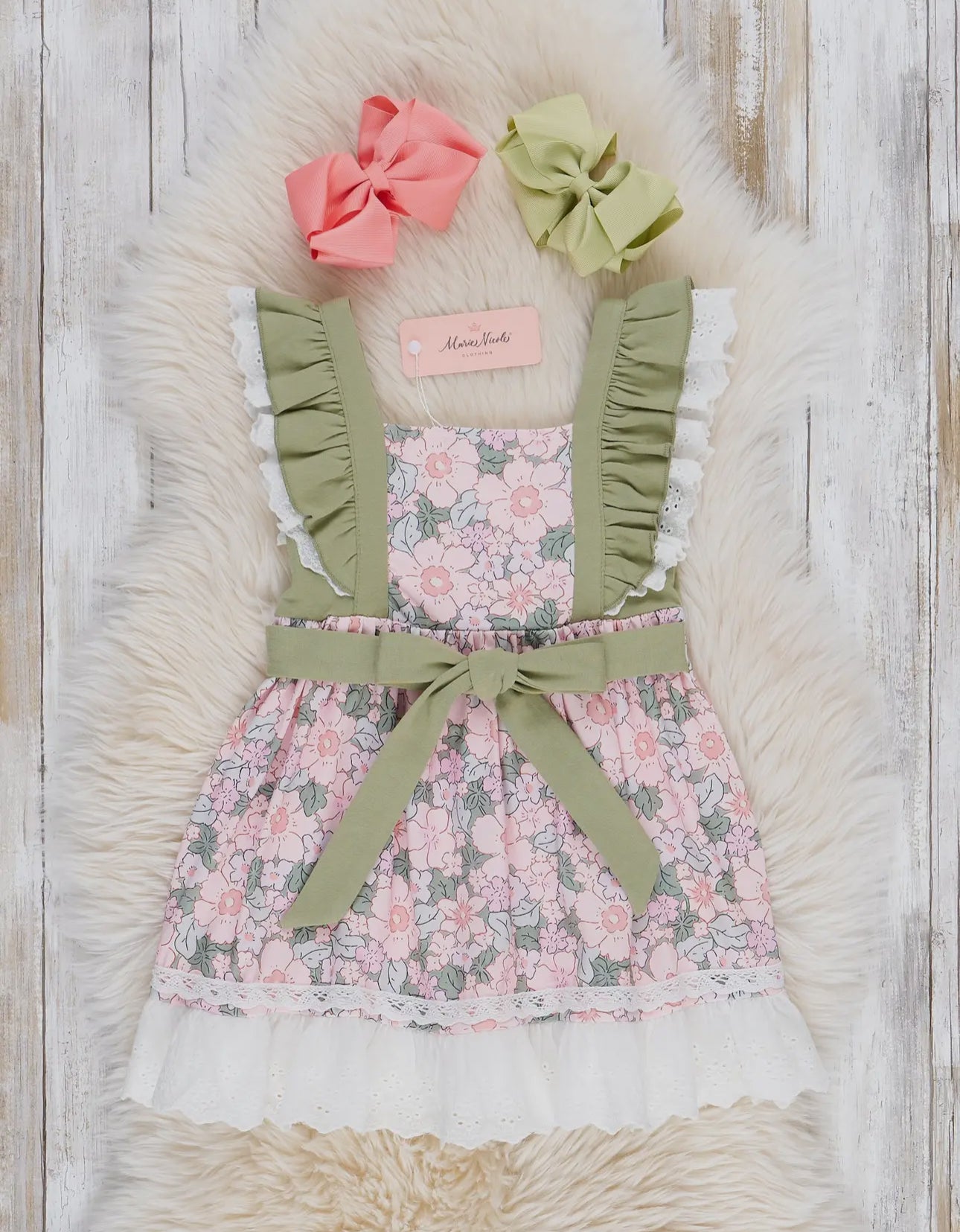 Embroidered Floral Bunny Ruffle Dress