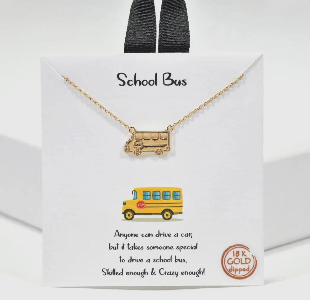 "School Bus" Danity Necklace- Gold