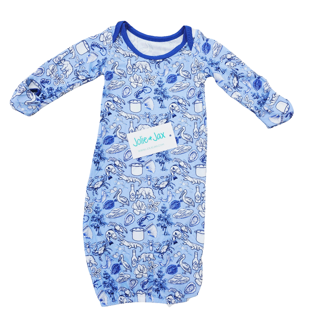 Cajun Toile Baby Gown