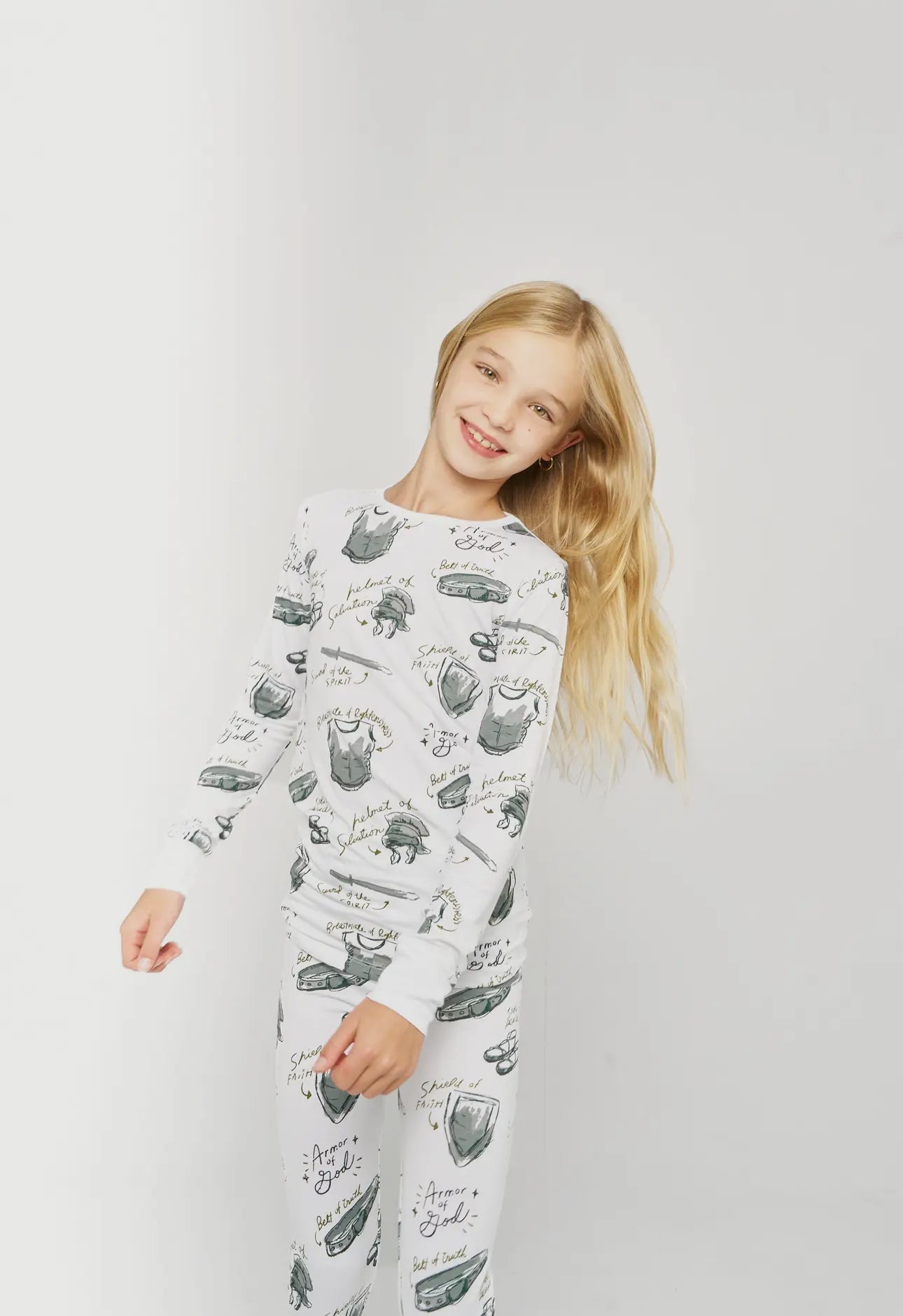 Armor of God White Pj Long Sleeve & Pants
Set Bamboo