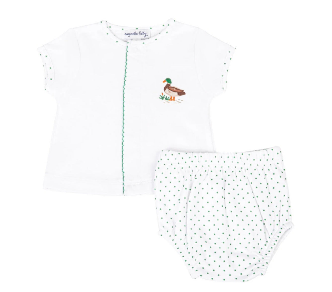 MALLARD POND GREEN EMBROIDERED DIAPER COVER SET