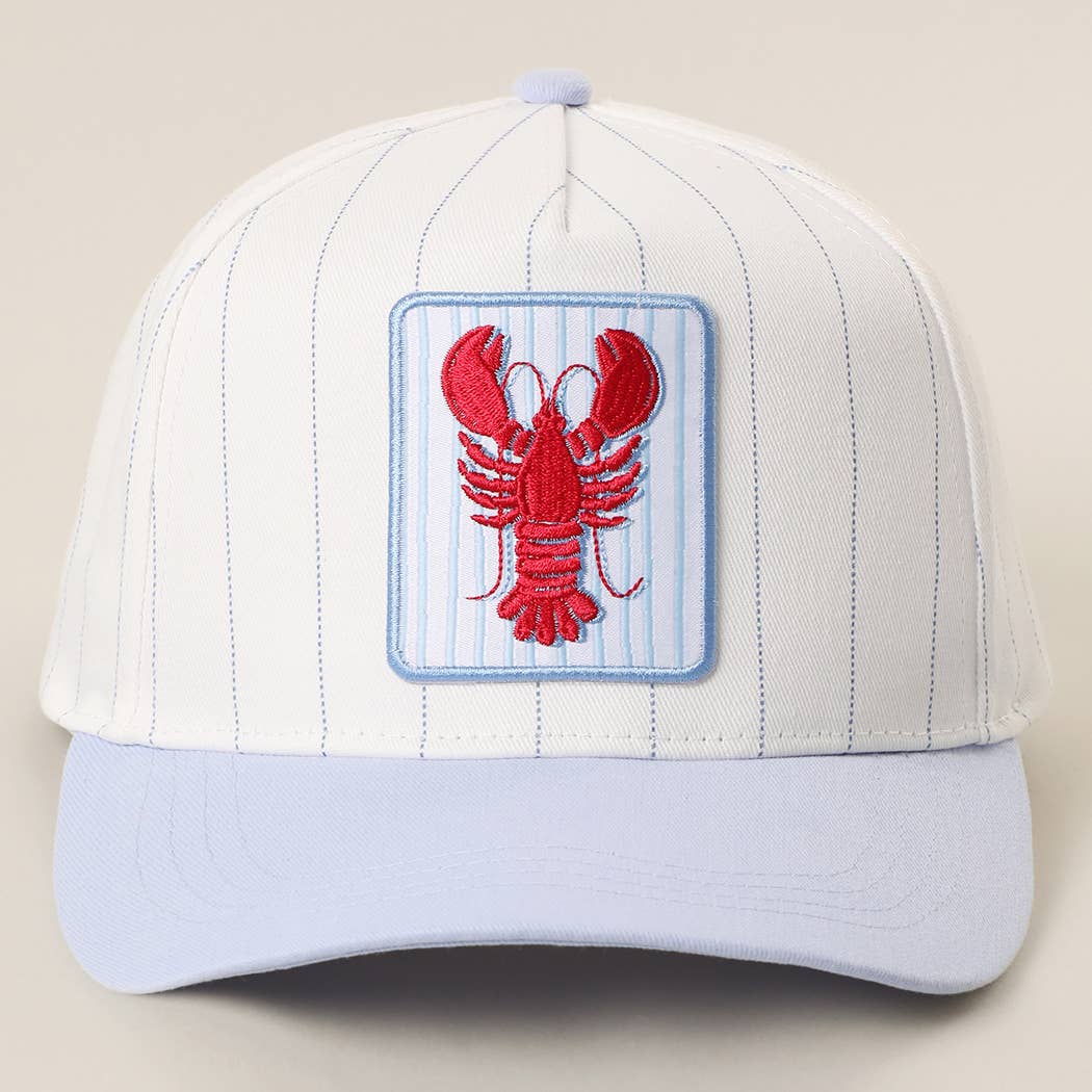 Crawfish Embroidered Patch Seersucker Brim Trucker Hat