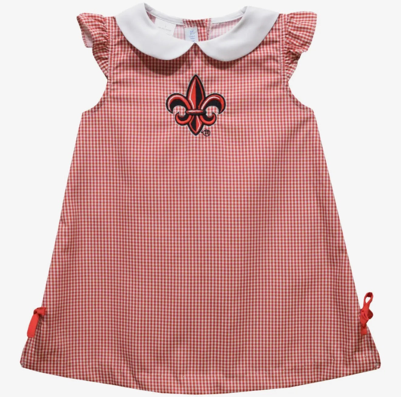 Louisiana At Lafayette Cajuns Embroidered
Red Gingham A Line Dress