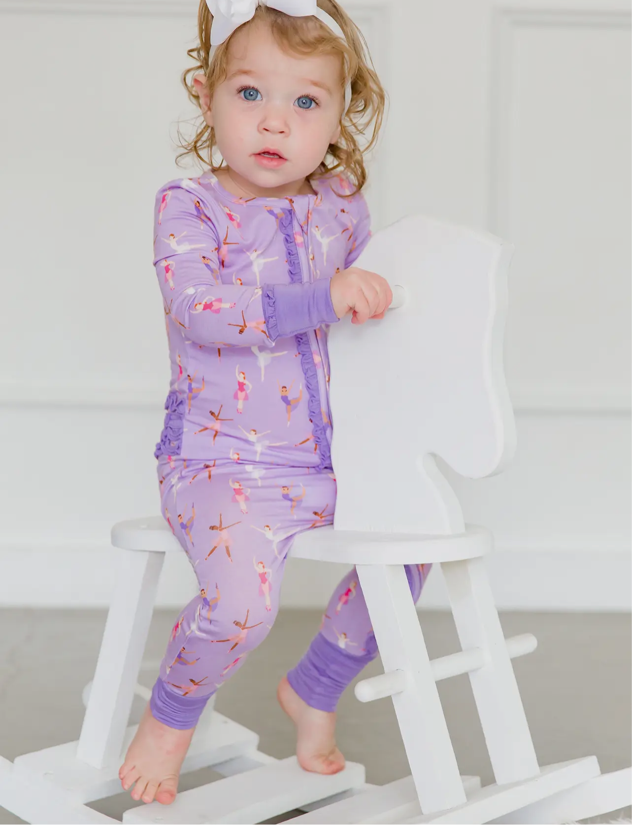 Baby Girl “Ballerinas” Bamboo Viscose Convertible Ruffle One Piece Pajama