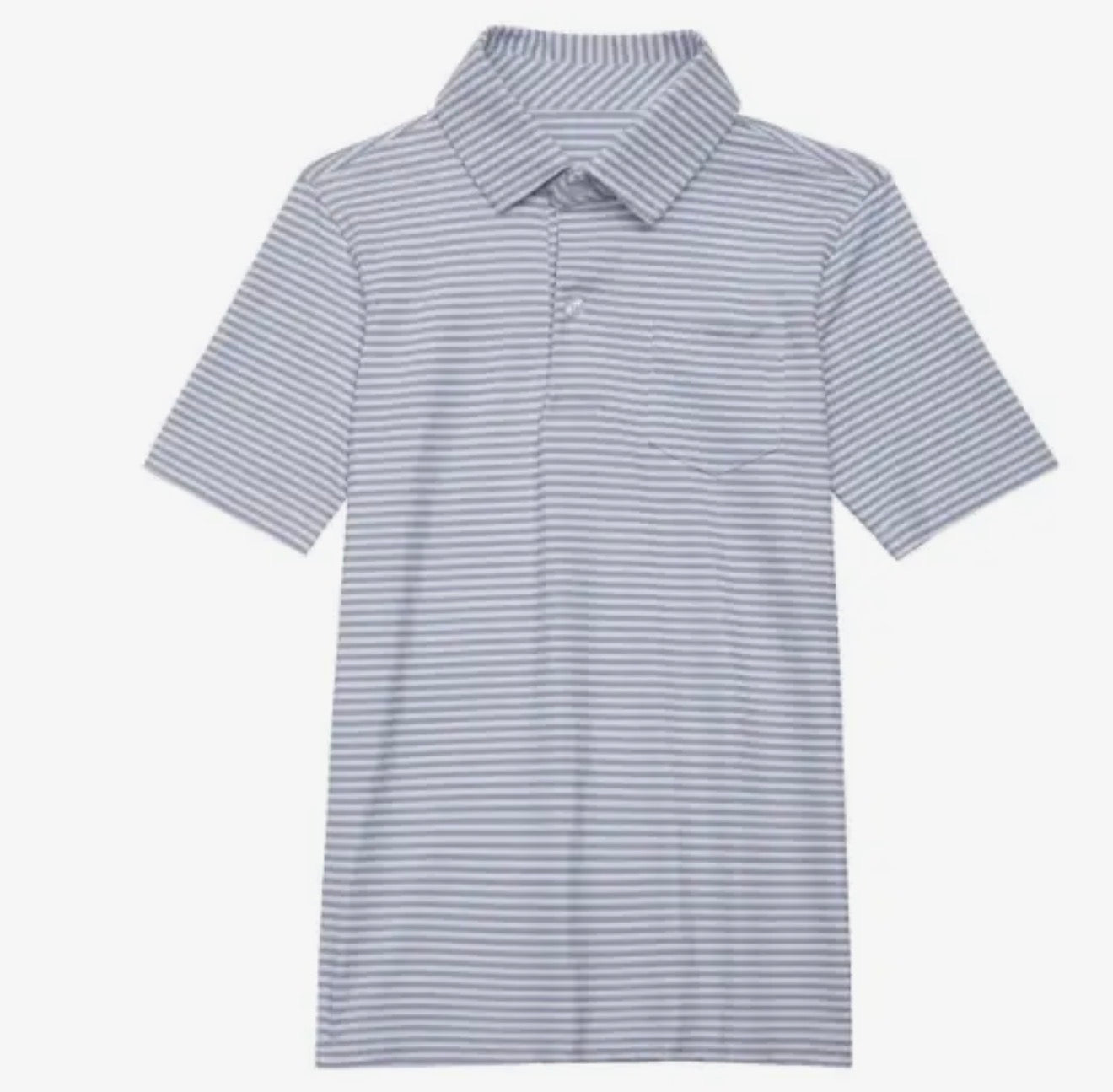 Kids Grey & White Stripe Polo