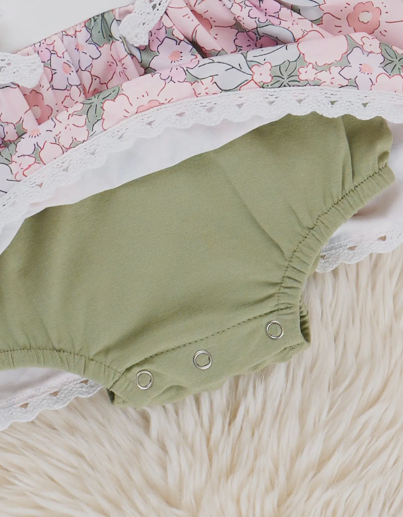 Embroidered Floral Bunny Ruffle Bubble