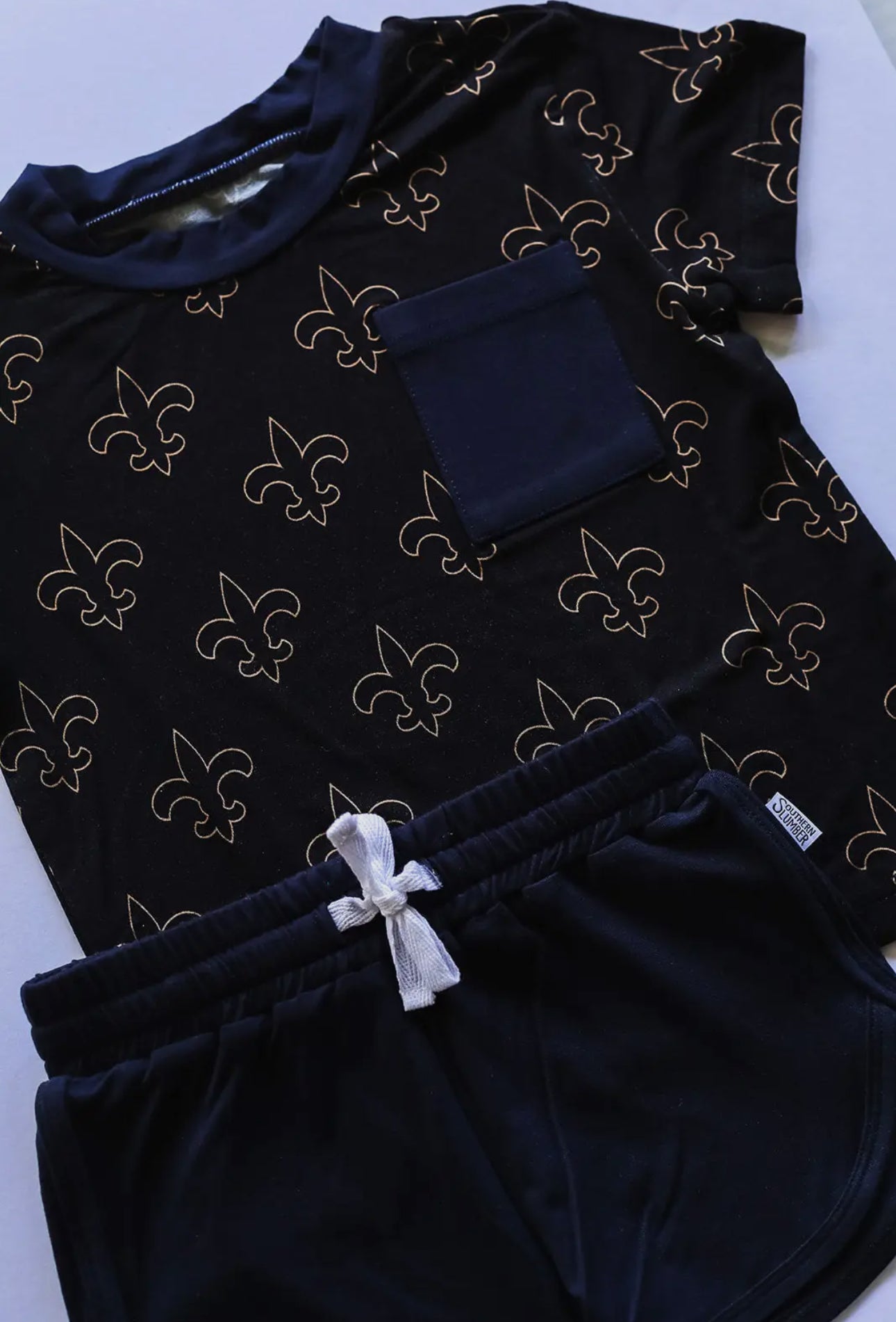 Fleur De Lis Bamboo Varsity Short Set - T-
Shirt & Shorts