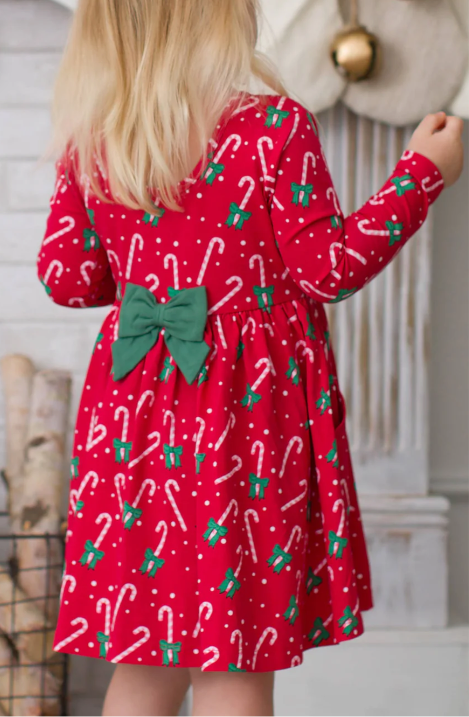 Girls “Candy Cane Cutie” Knit Long Sleeve Twirl Dress