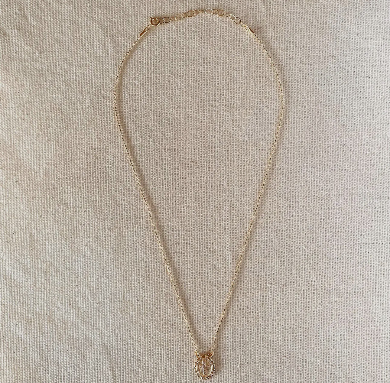 18k Gold Filled Cross Plate Scapular Necklace