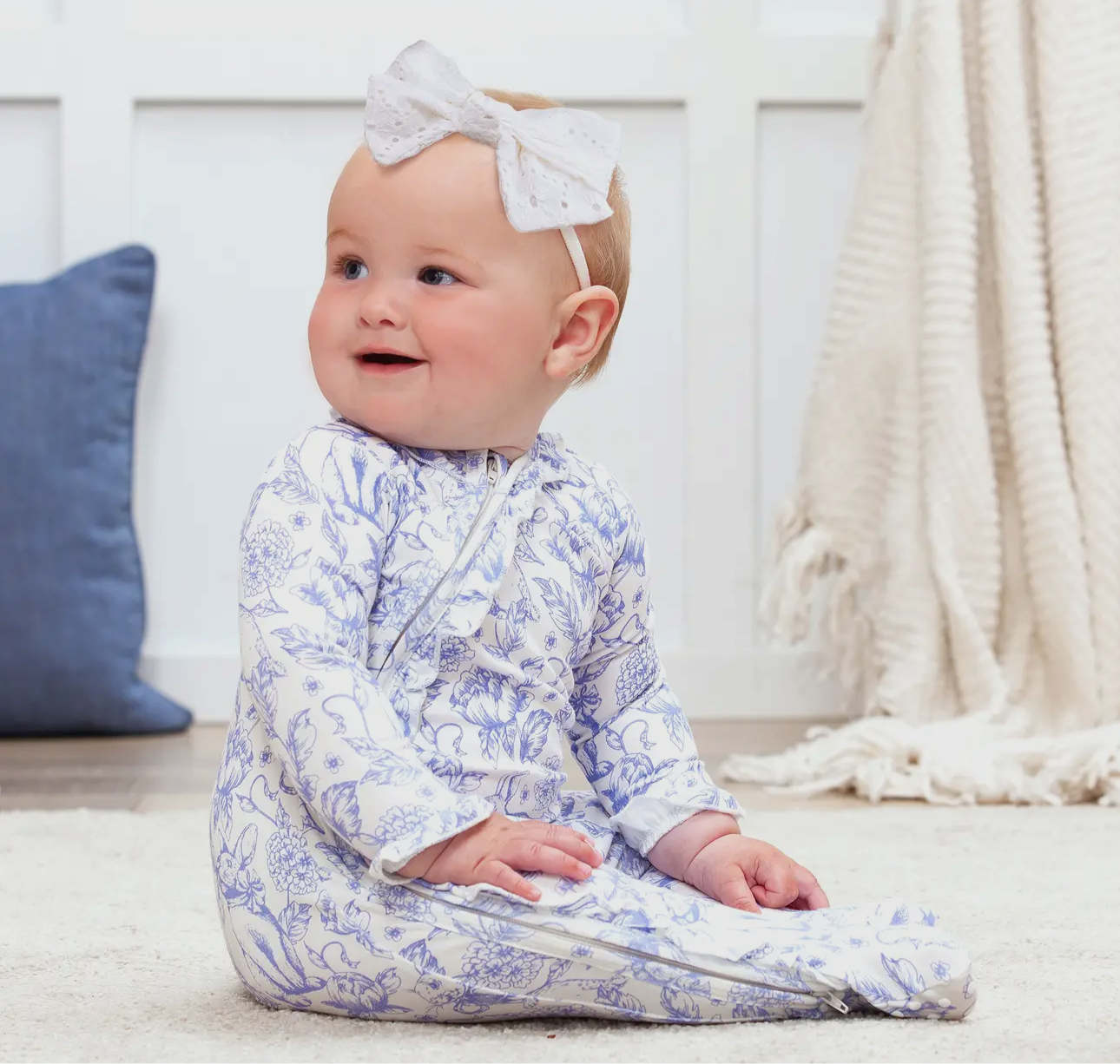 Easter “Bunny” Toile Bamboo Zipper Romper