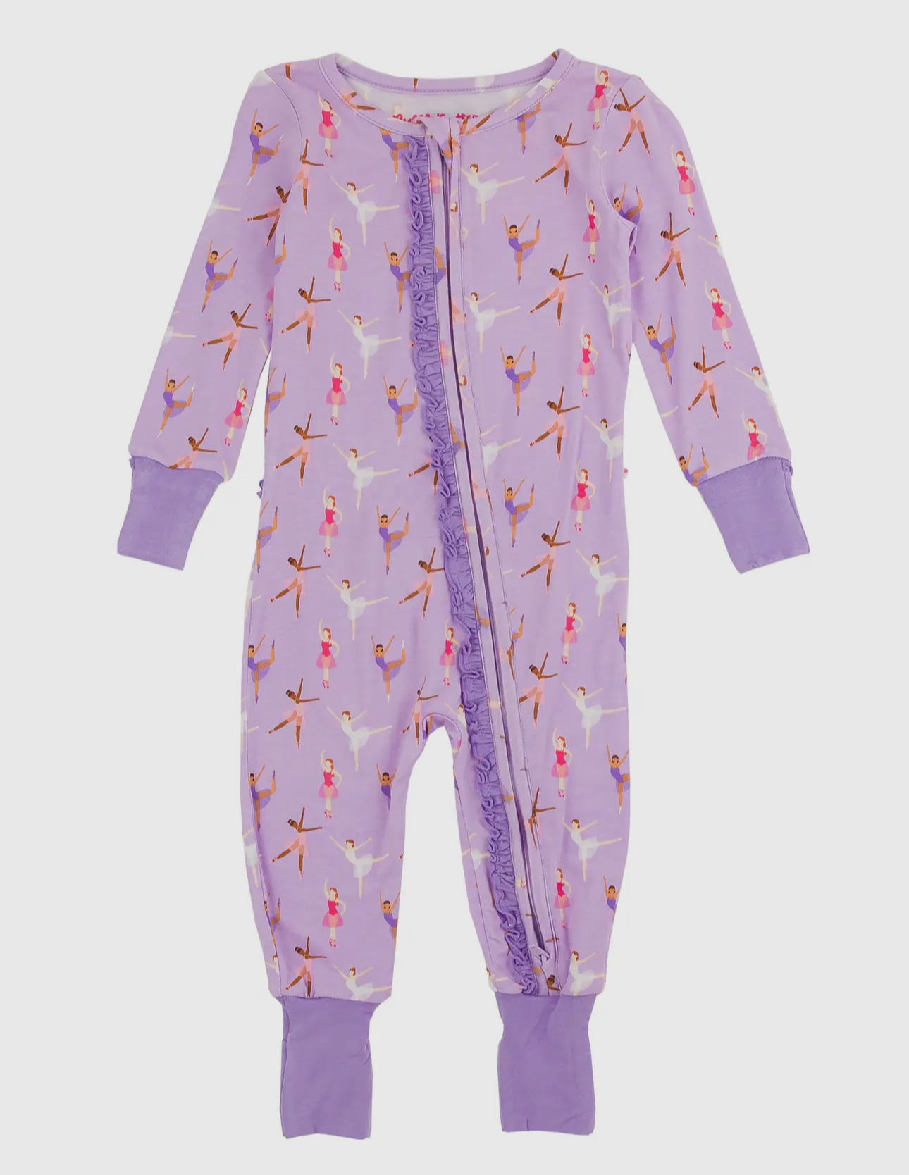 Baby Girl “Ballerinas” Bamboo Viscose Convertible Ruffle One Piece Pajama