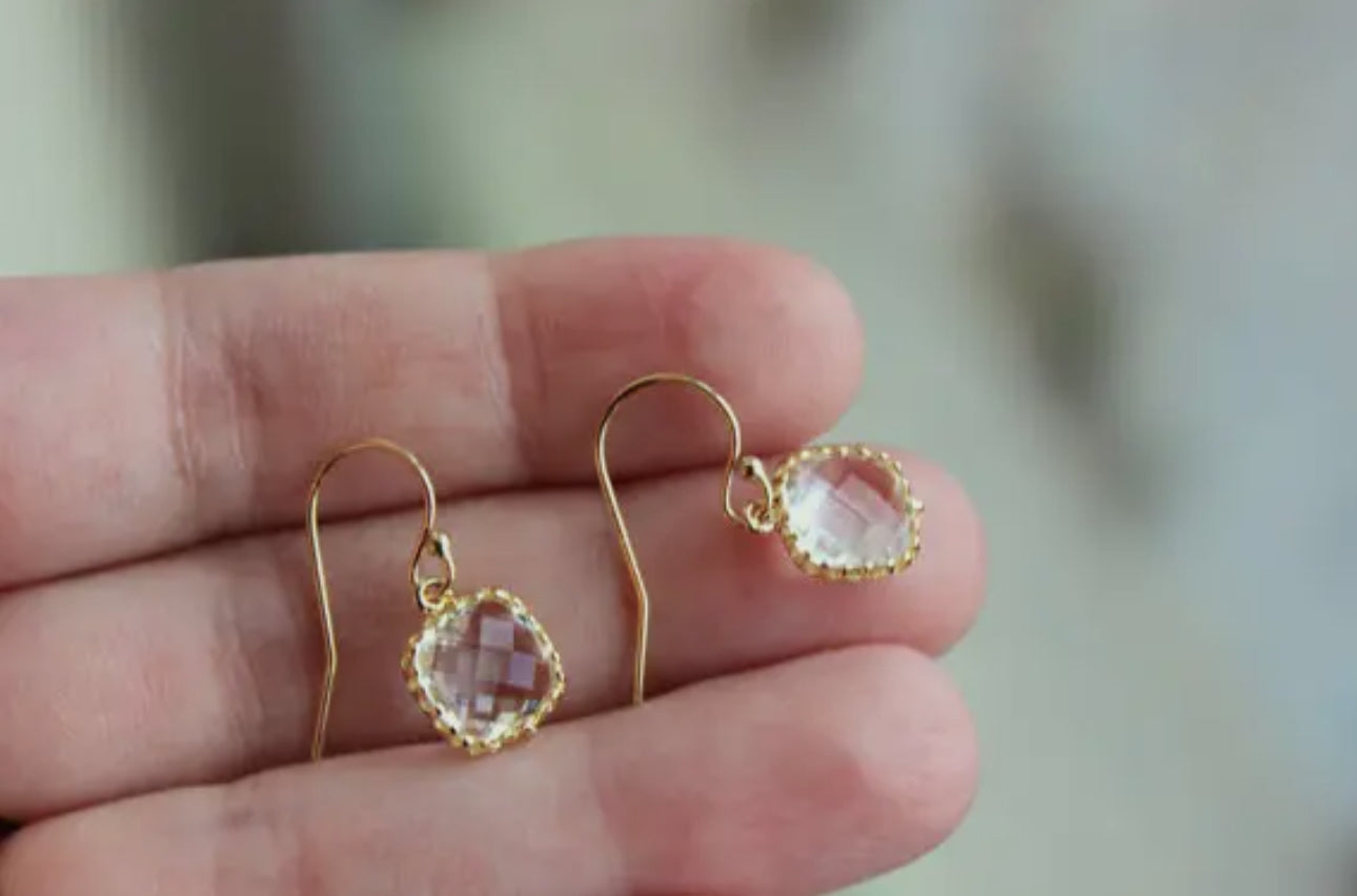 “Dainty Small Gold Crystal”- Earrings