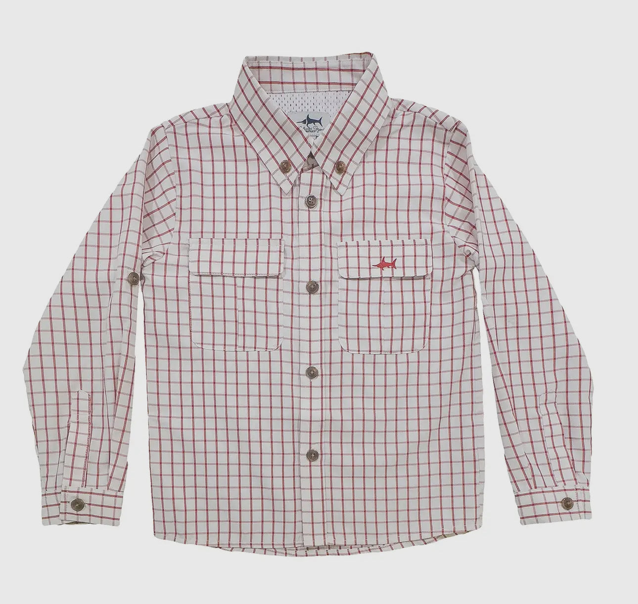 Flagler Boys Fishing Shirt - Red Plaid