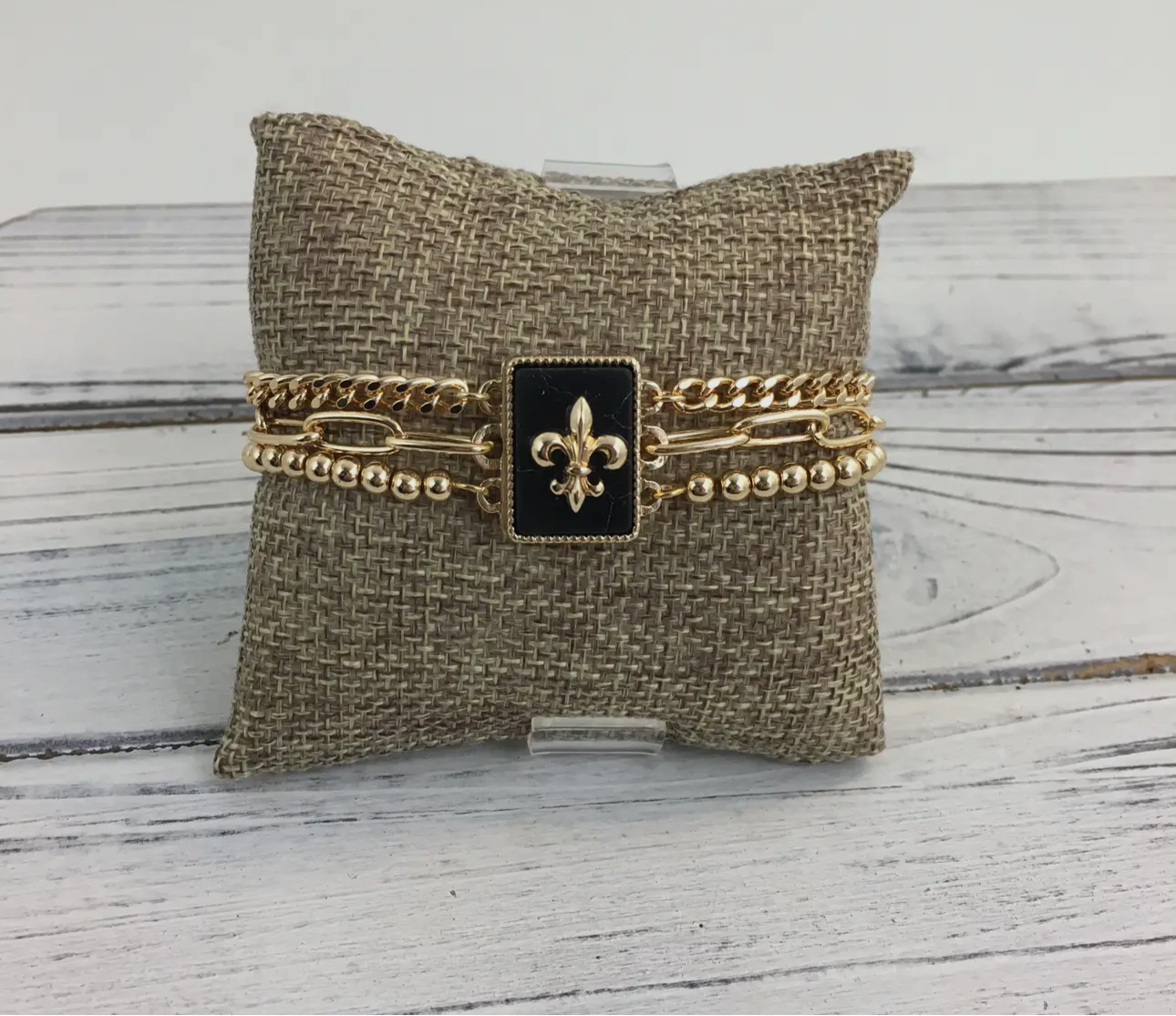 Natural Stone Layered “Fleur De Lis”- Bracelet