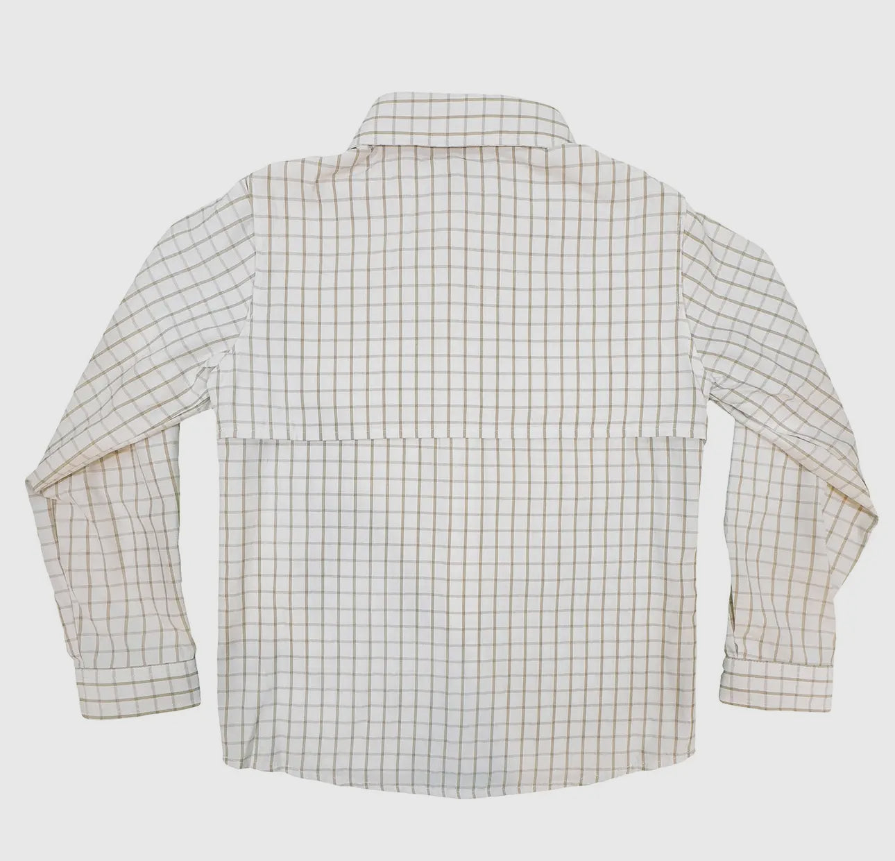 Flagler Boys Fishing Shirt - White/Khaki Plaid
