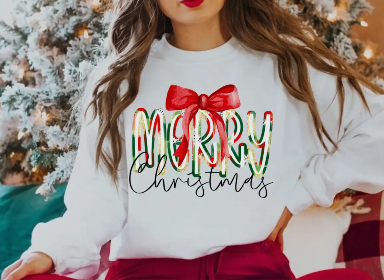 Merry Christmas Bow Sweatshirt|
Holiday Season