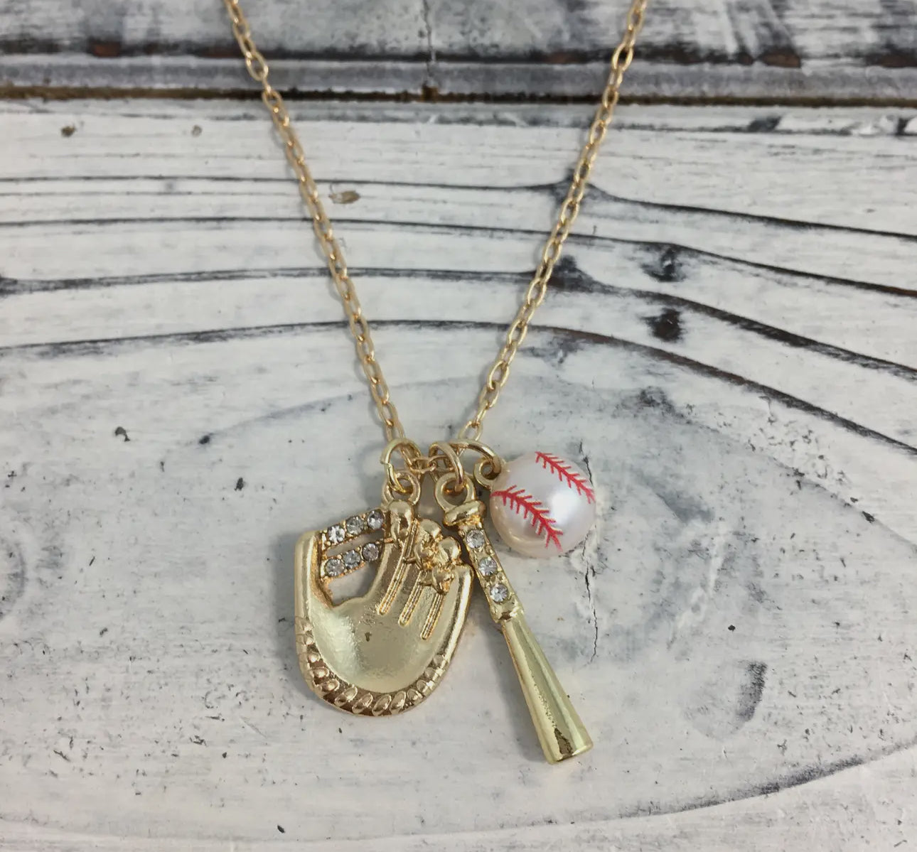 Baseball/Glove/Bat Charm Necklace