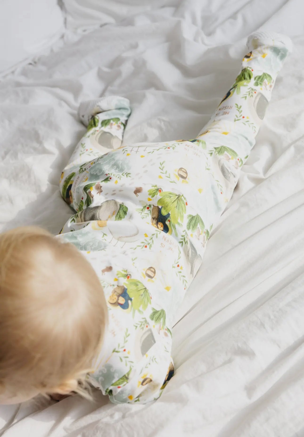 He Is Risen Pj Footed Onesie Cotton