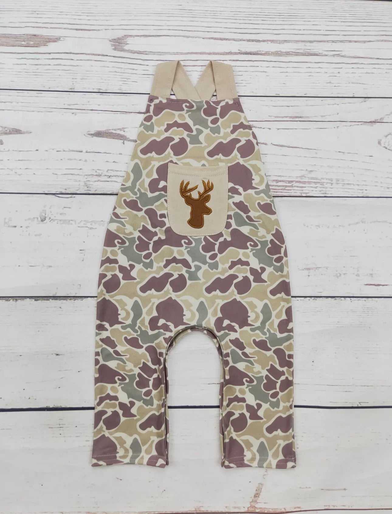 Baby Boy Camouflage Deer Appliqué Jumpsuit