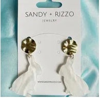 White Pearl Acrylic “Rabbit”- Earrings