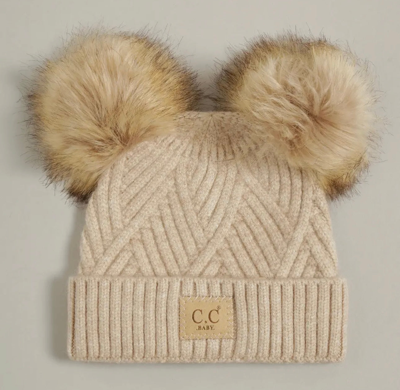 Baby Criss-Cross Beanie with Double
Pom-Pom