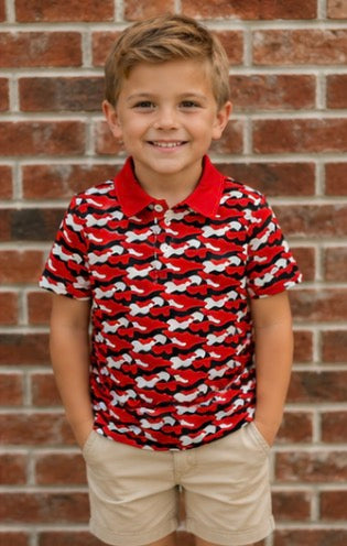 Red and Black Camo Polo