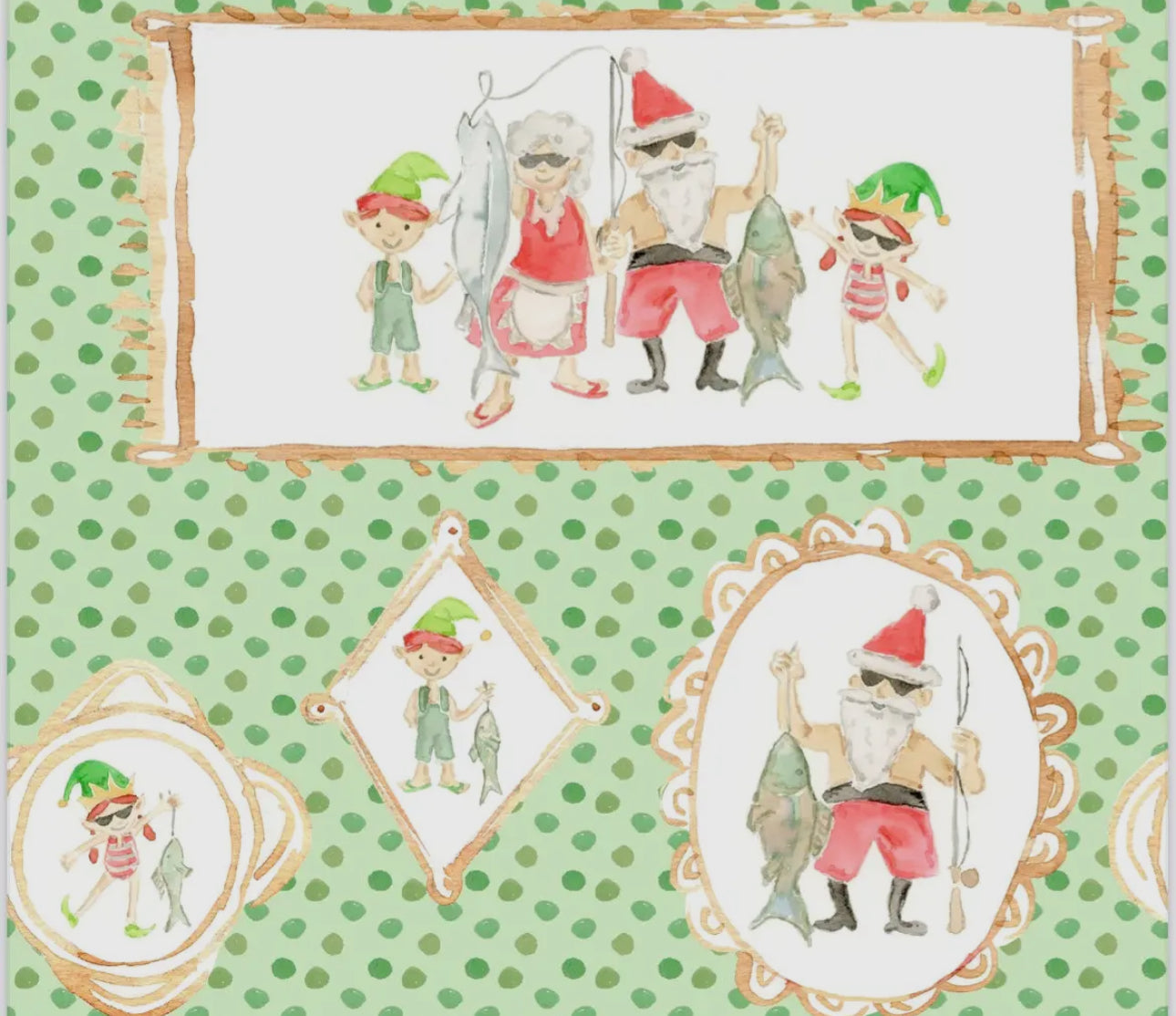 Santa Family Fishing Two Piece Pajama
Pants Set
