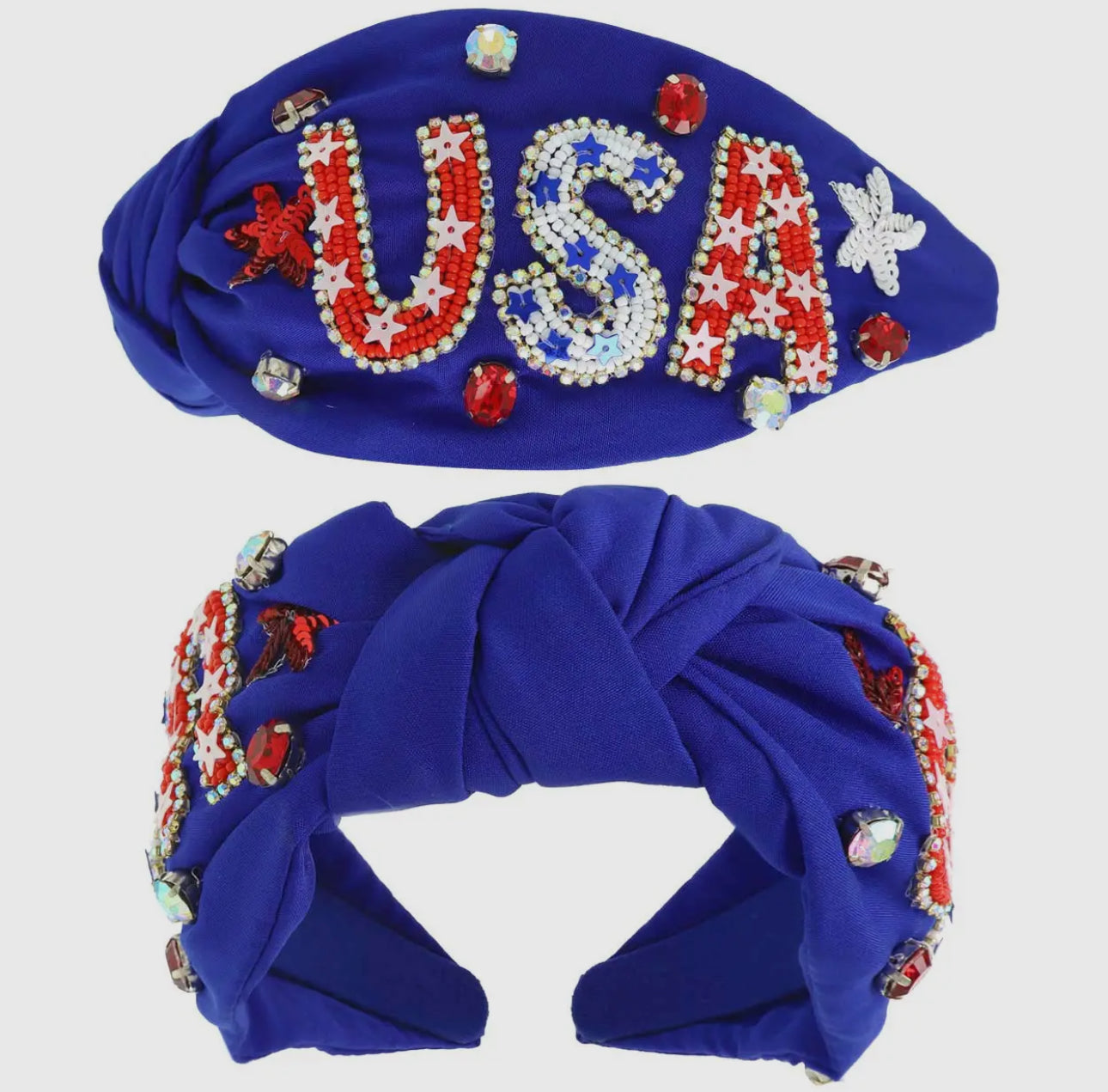 “USA Patriotic” Jeweled Beaded Headband