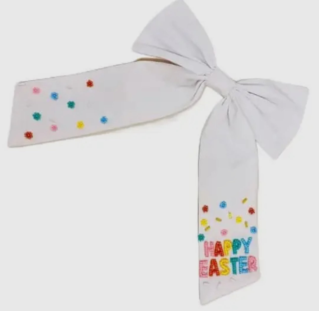 "Happy Easter" Beaded Alligator Clip Hair Bow