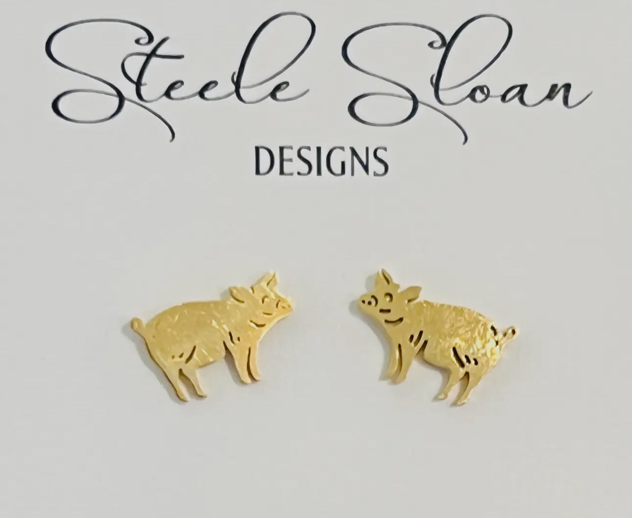 Cute “Pig” Earrings- Gold Stud
