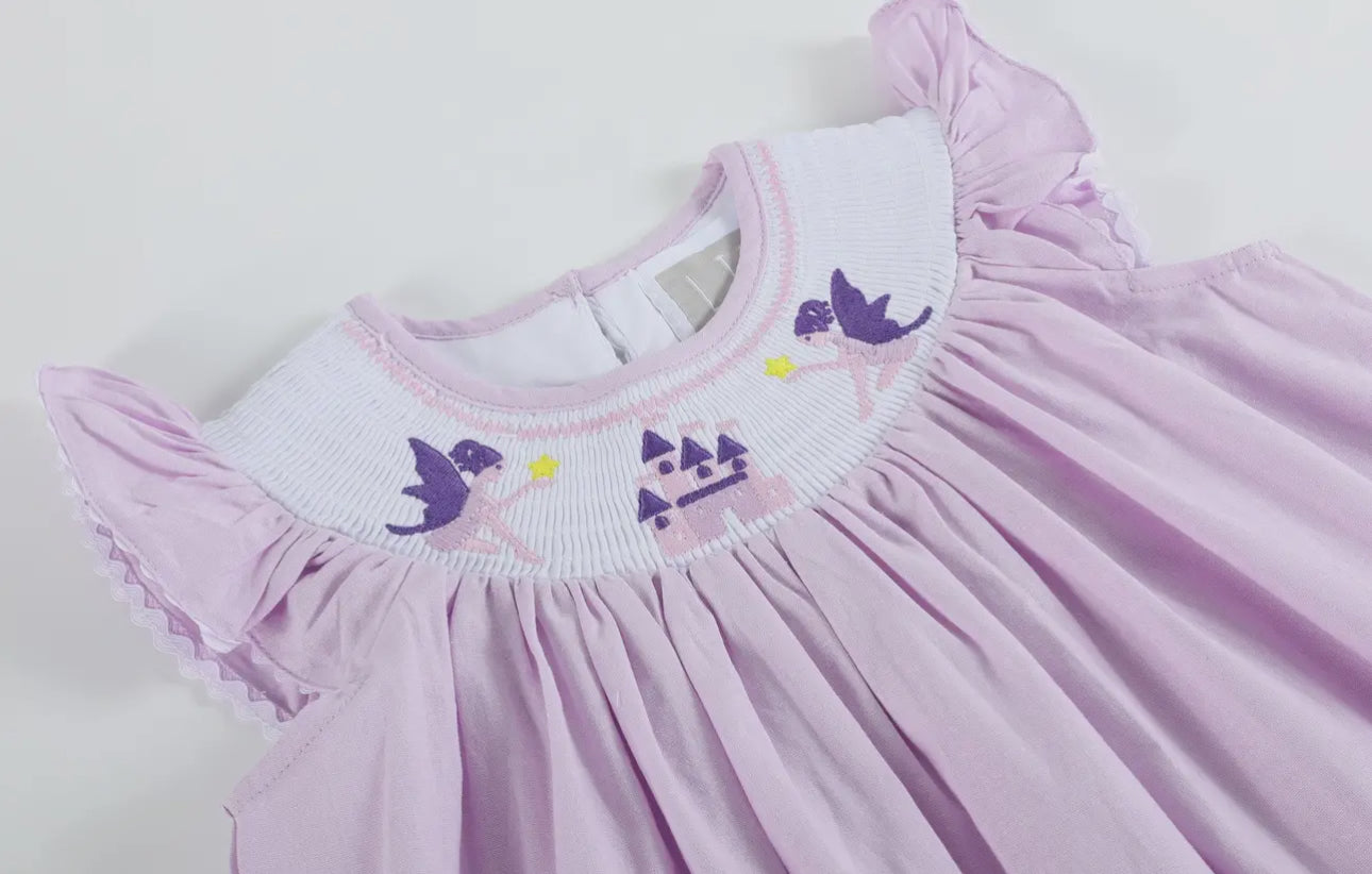 “Fairy Castle” Smocked Bishop Dress- Purple