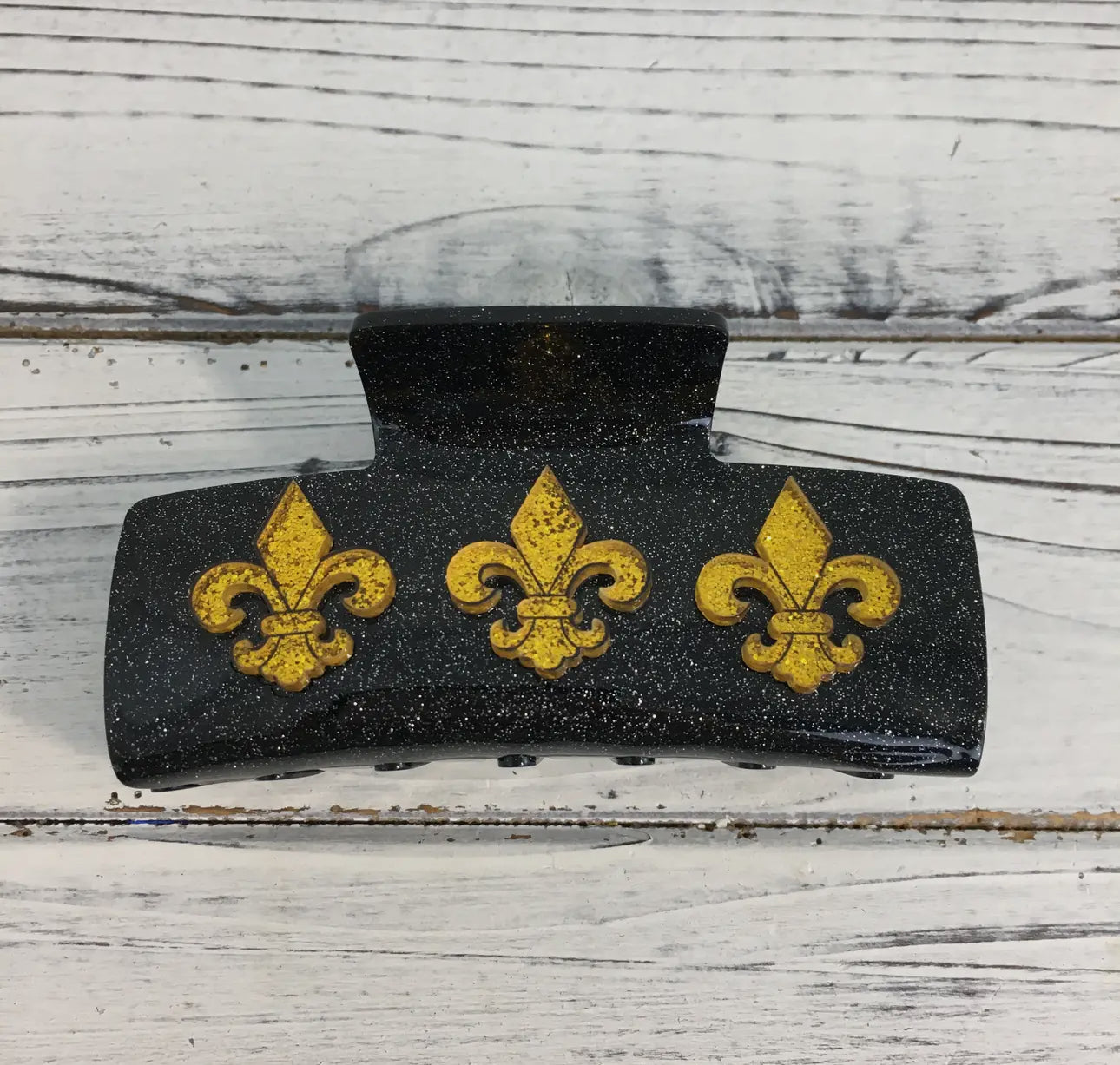 Black and Gold Glitter Claw Clip