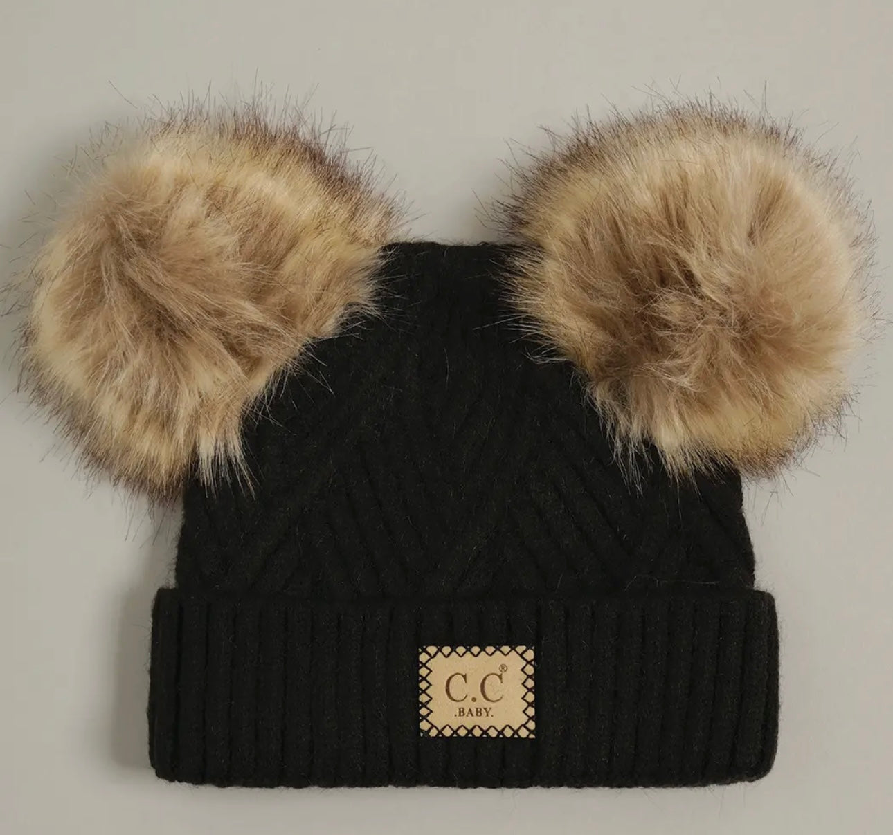 Baby Criss-Cross Beanie with Double
Pom-Pom