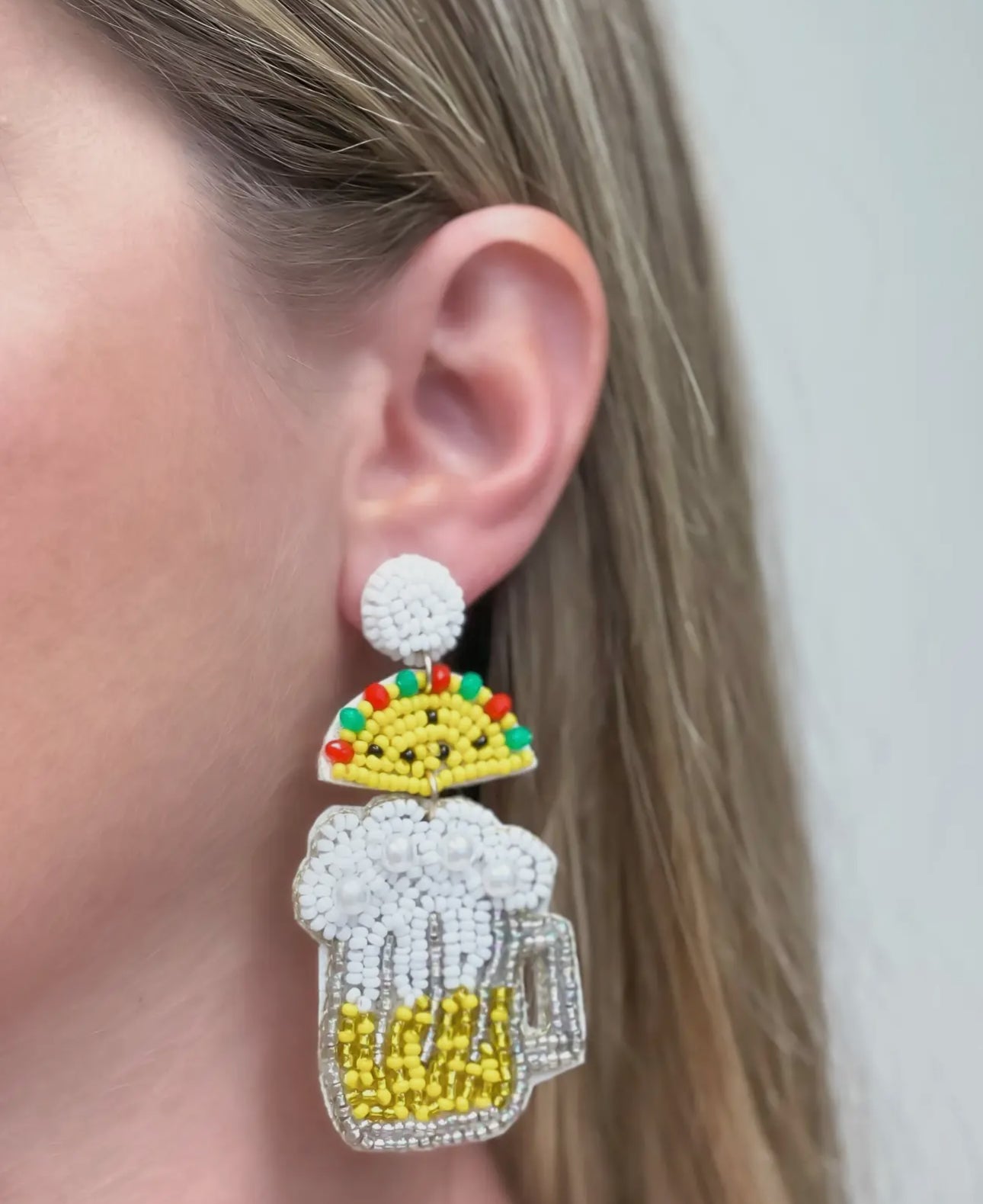 “Tacos & Beer” Beaded Dangle- Earrings