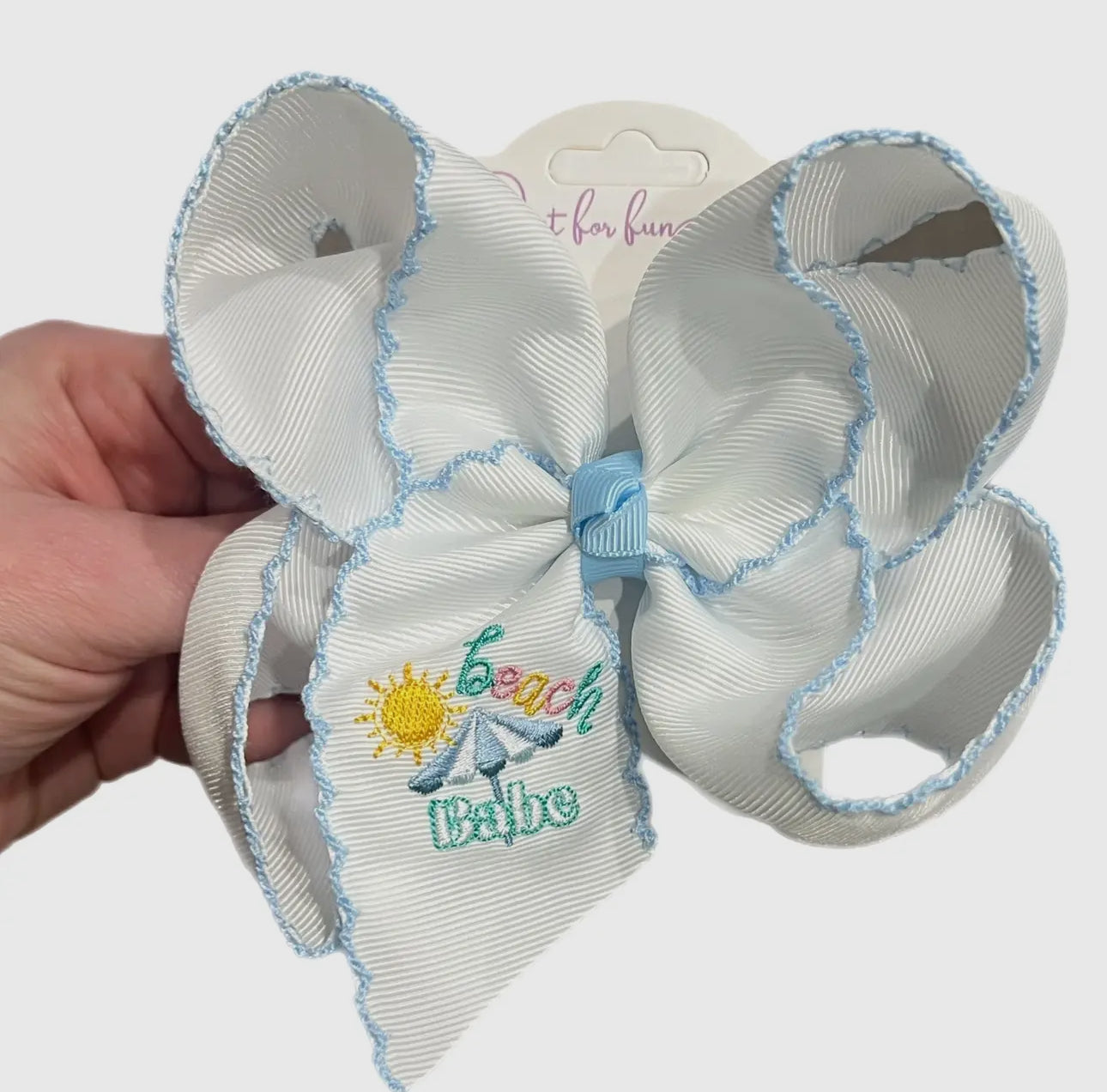 “Beach Babe” Embroidered- Hair Bow