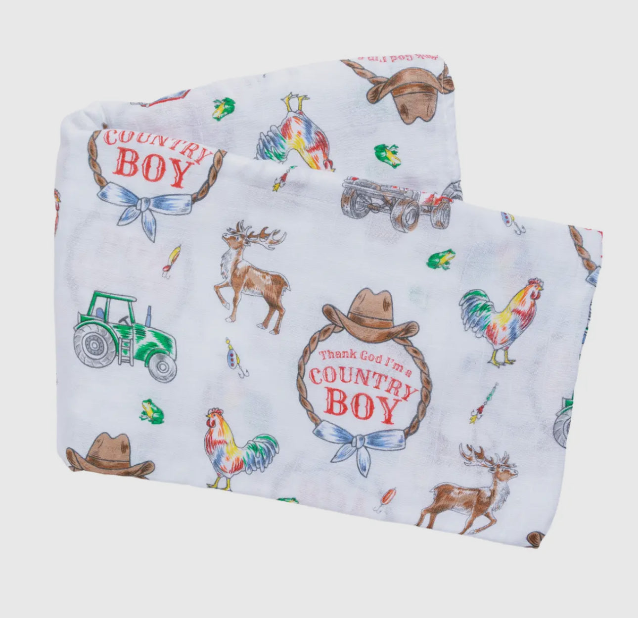 Country Boy Muslin Swaddle
Receiving Blanket