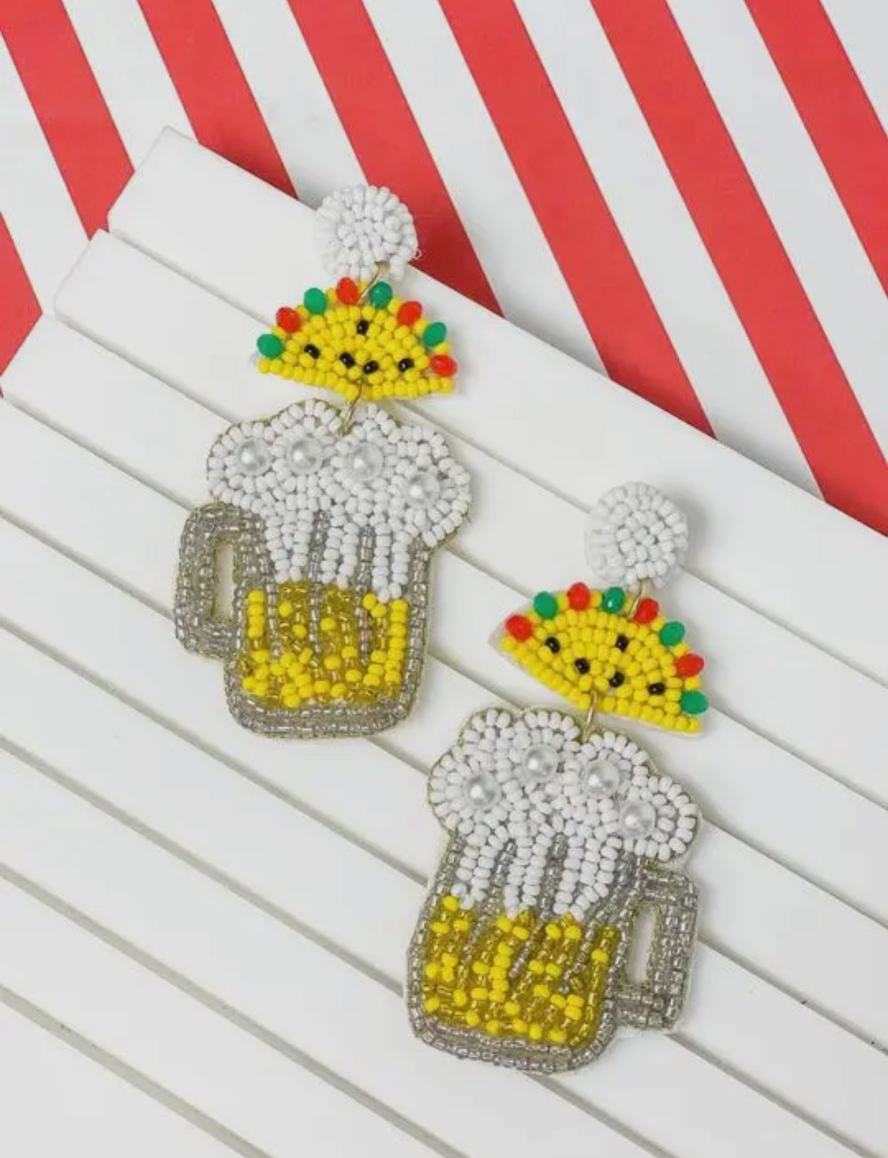 “Tacos & Beer” Beaded Dangle- Earrings