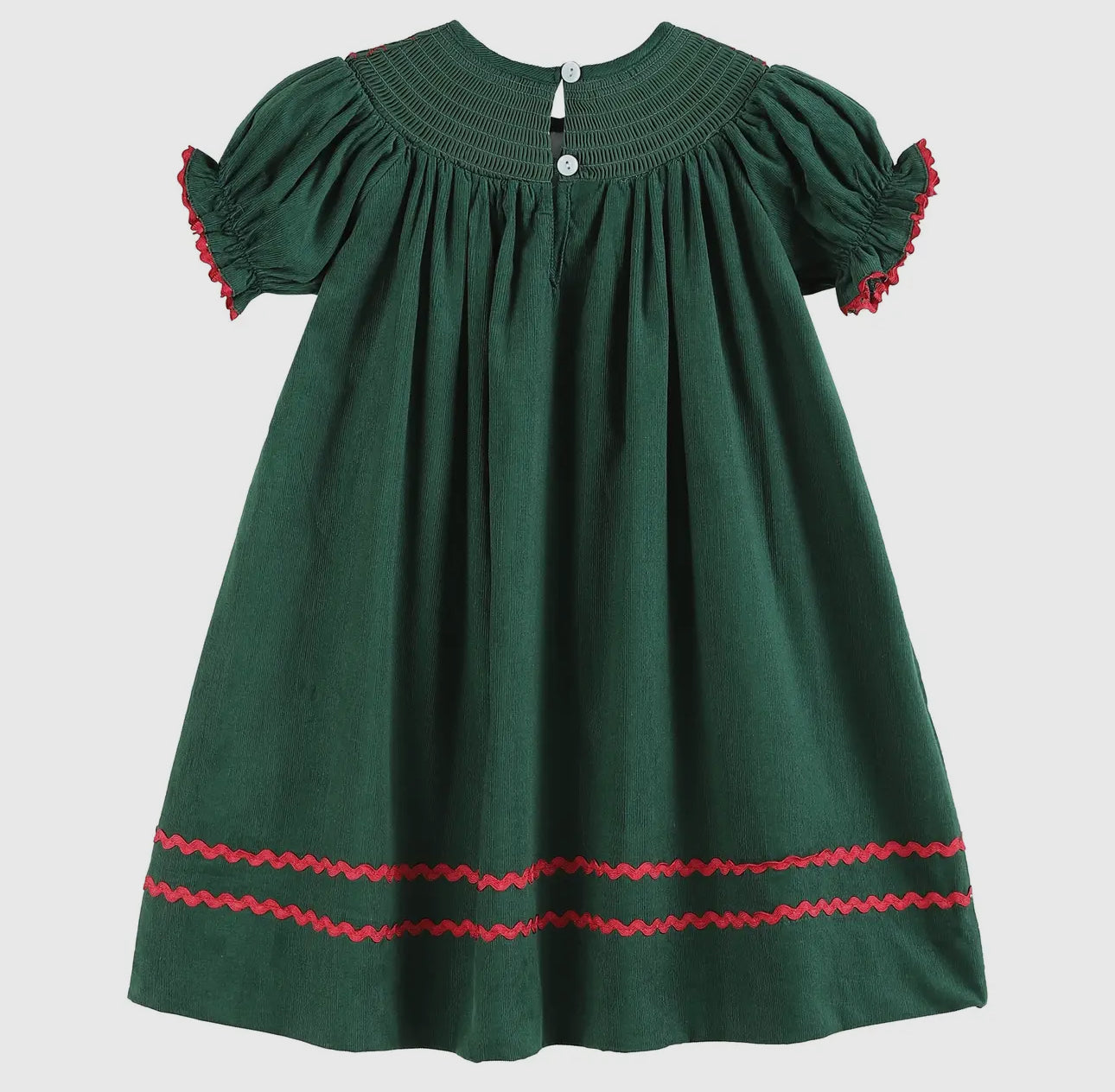 Green Christmas Mistletoe Smocked
Bishop Dress