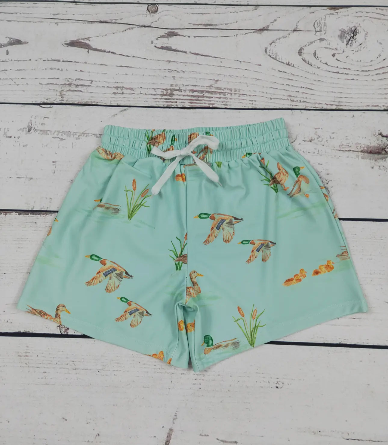 Boys Green Mallard Printed Boardshorts