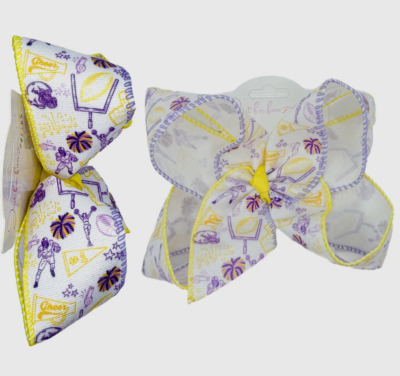 Glitter Purple & Yellow Football Hair Bow