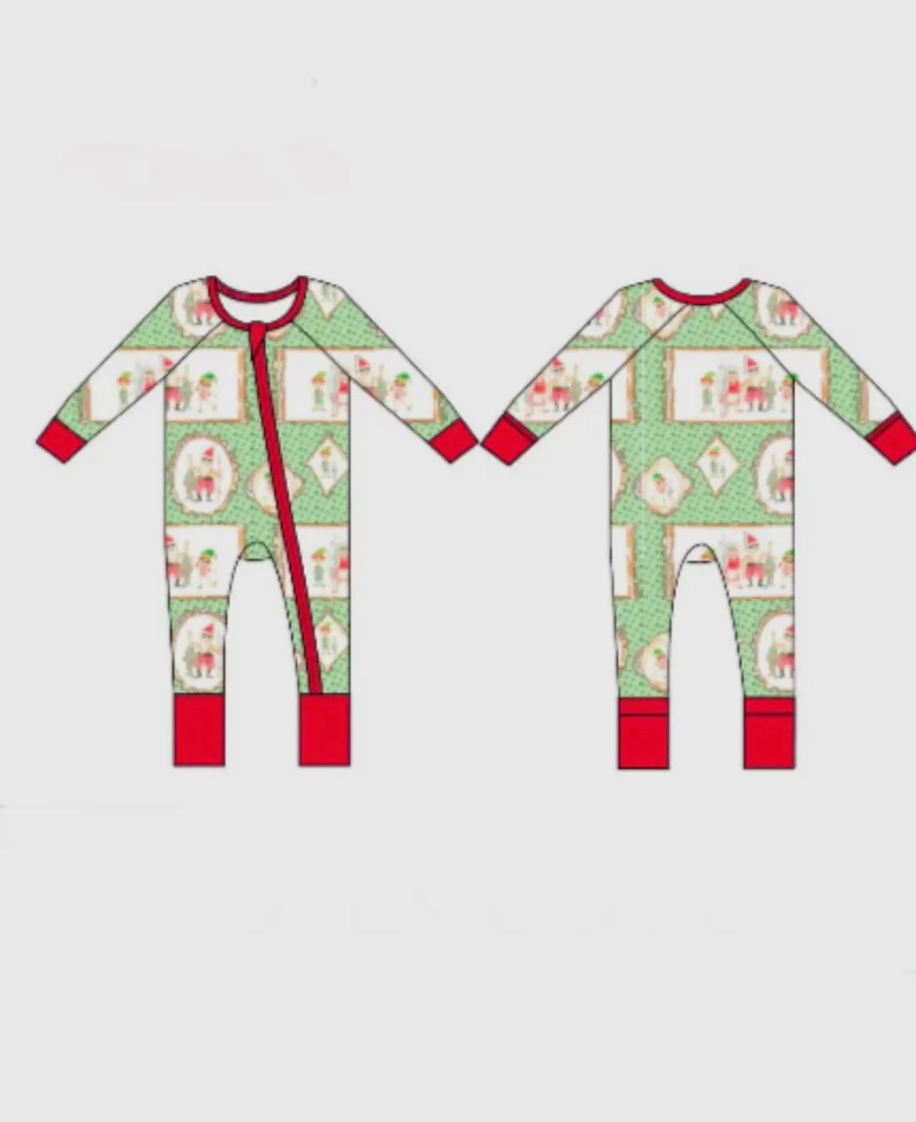 Santa Family Fishing Zipper Onesie