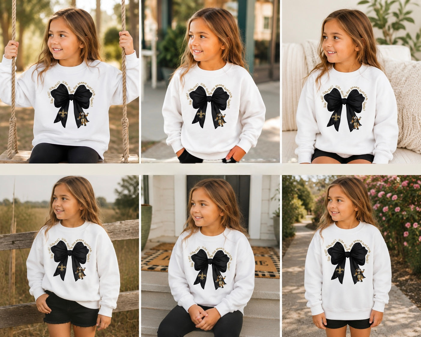 Youth New Orleans Saints Coquette Bow
Football Sweatshirt