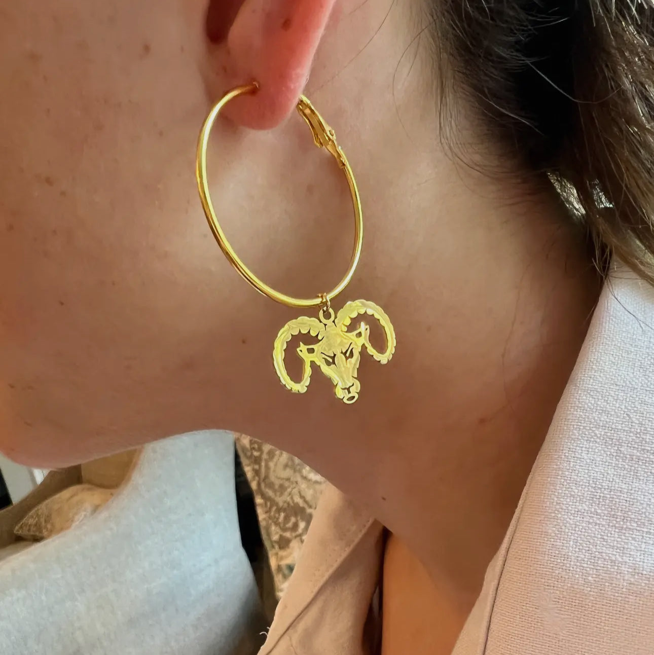 “Ram” Gold Hoop- Earrings