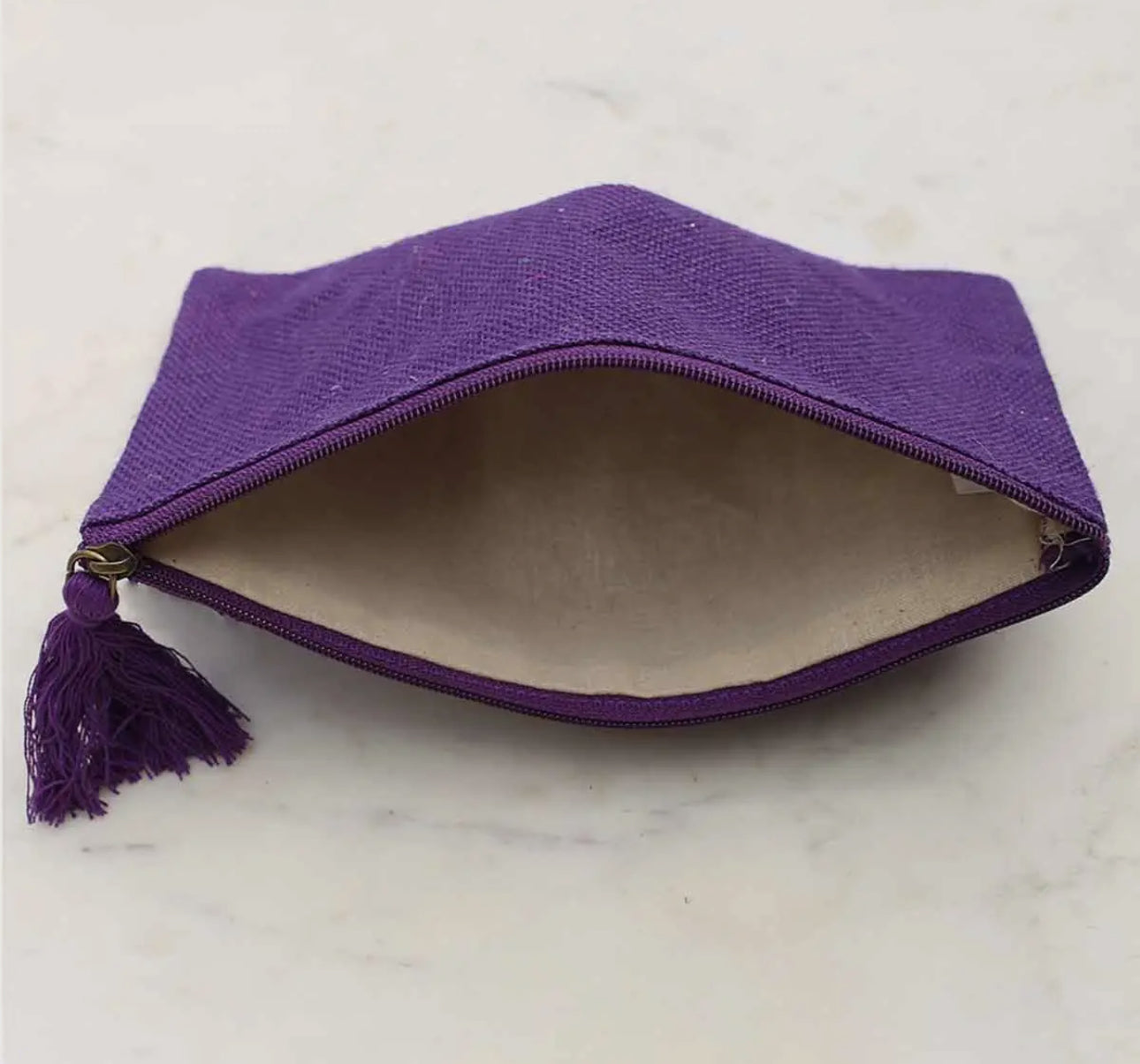 Jute Cosmetic Bag- Purple 10x6