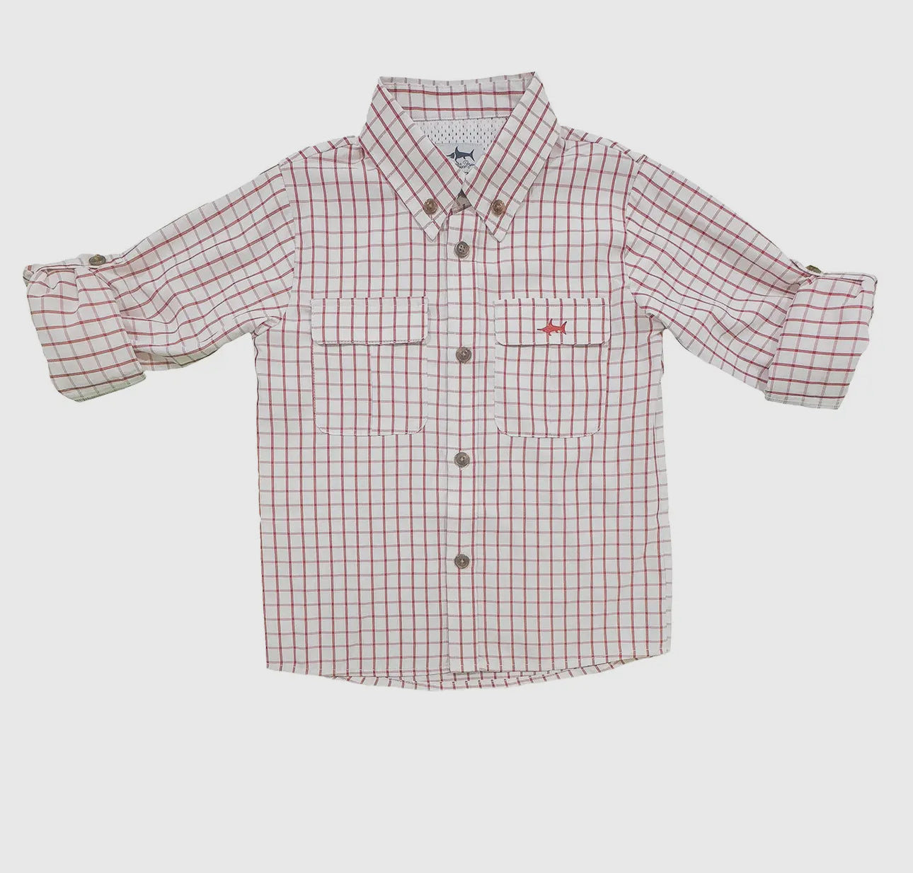 Flagler Boys Fishing Shirt - Red Plaid
