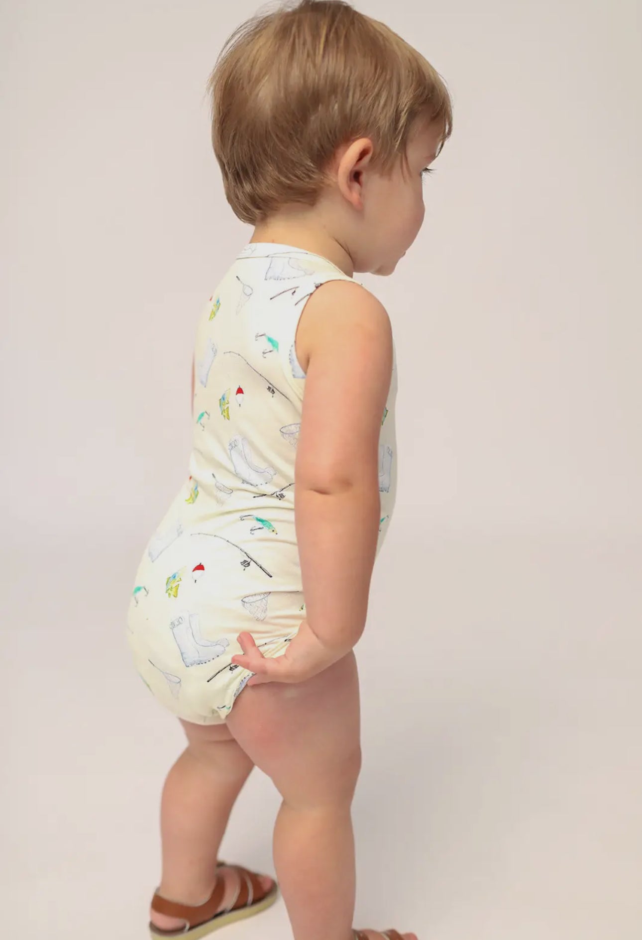 Fishing Bamboo Henley Onesie with Snaps
